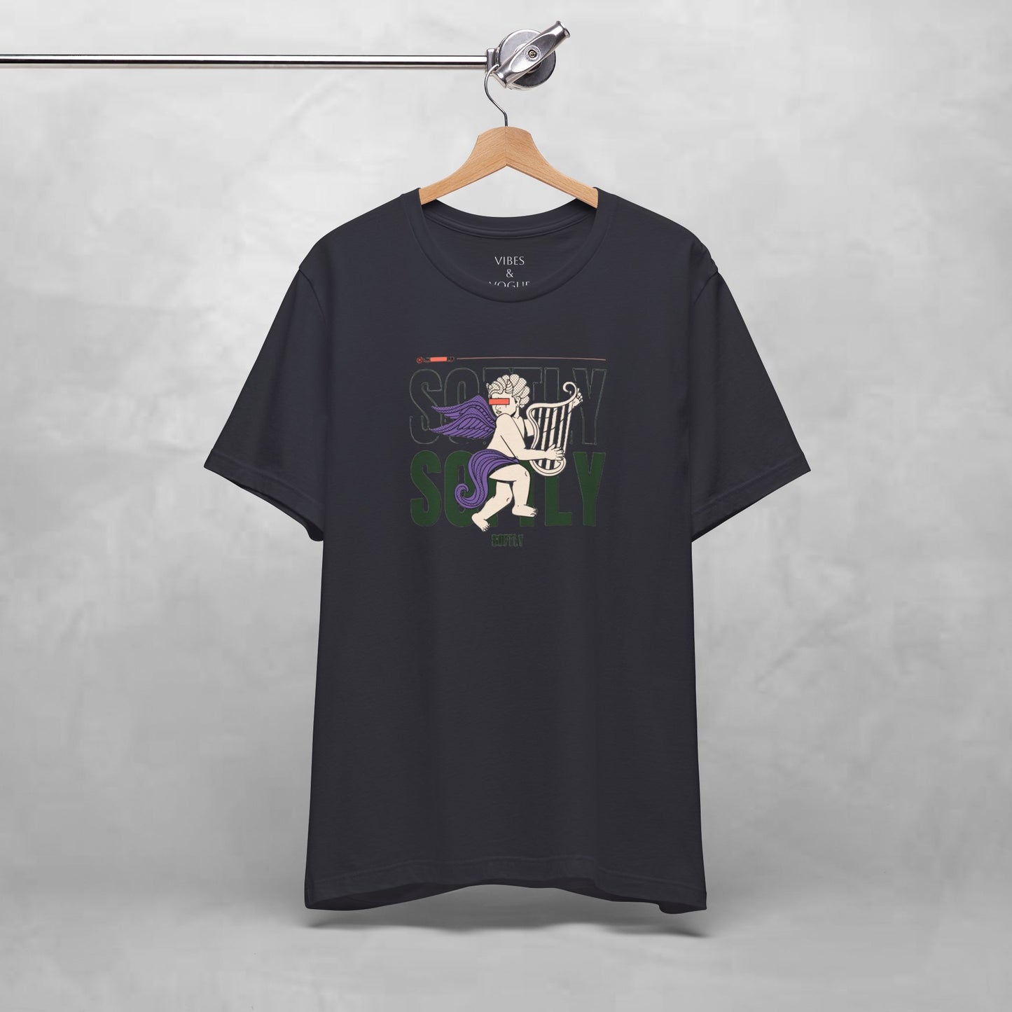 Unisex Short Sleeve Tee with Harp Design, Casual Tee, Gift for Music Lovers, Summer Wear, Concert Outfit, Friendship Tee