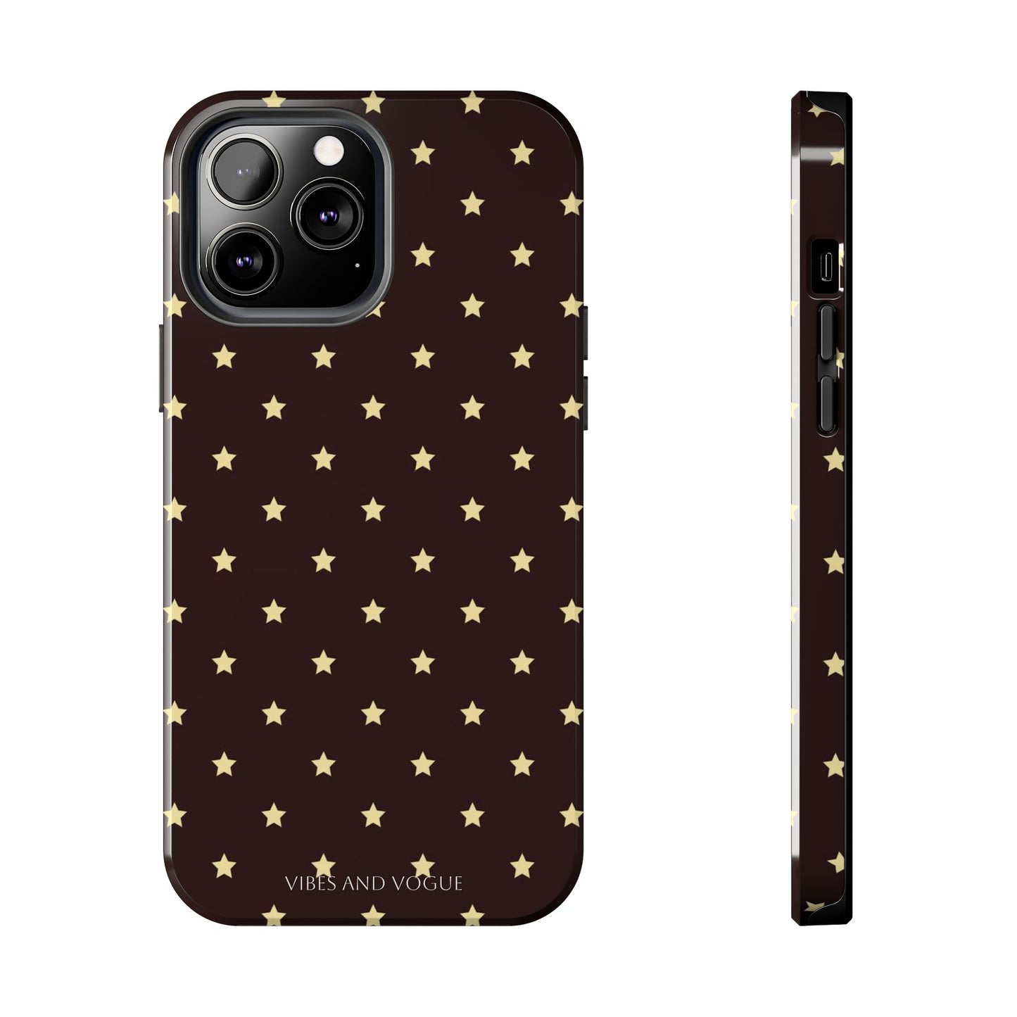 Star Pattern Tough Phone Case — Gold Stars on Chocolate Brown