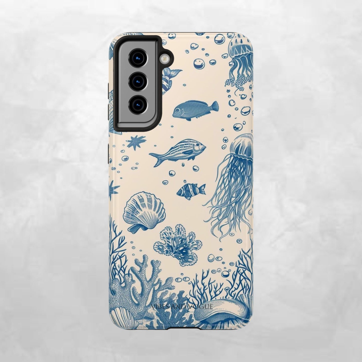 Ocean Blue Marine Pattern Tough Phone Case