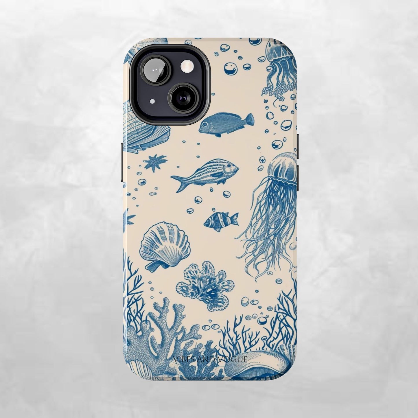 Ocean Blue Marine Pattern Tough Phone Case