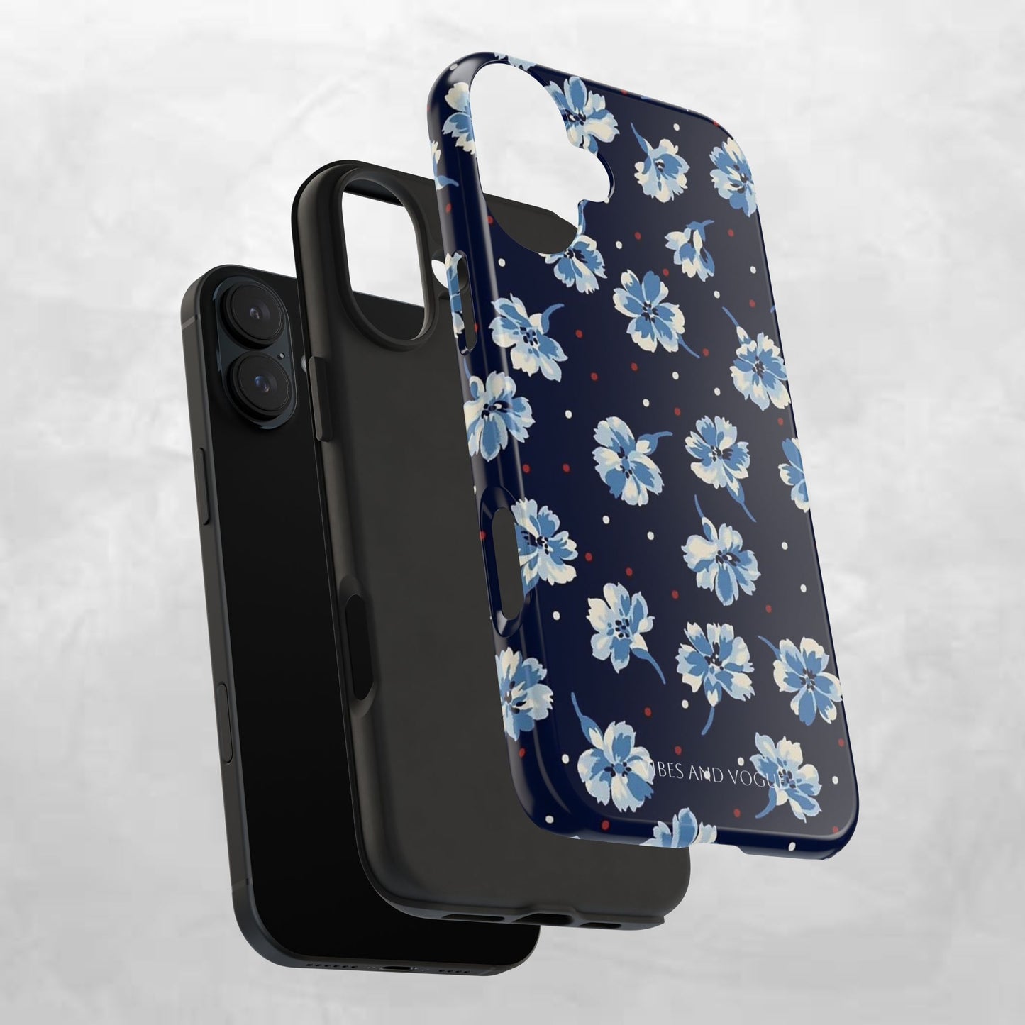 Floral Navy Tough Phone Case — Blue Blossom Protective Phone Cover