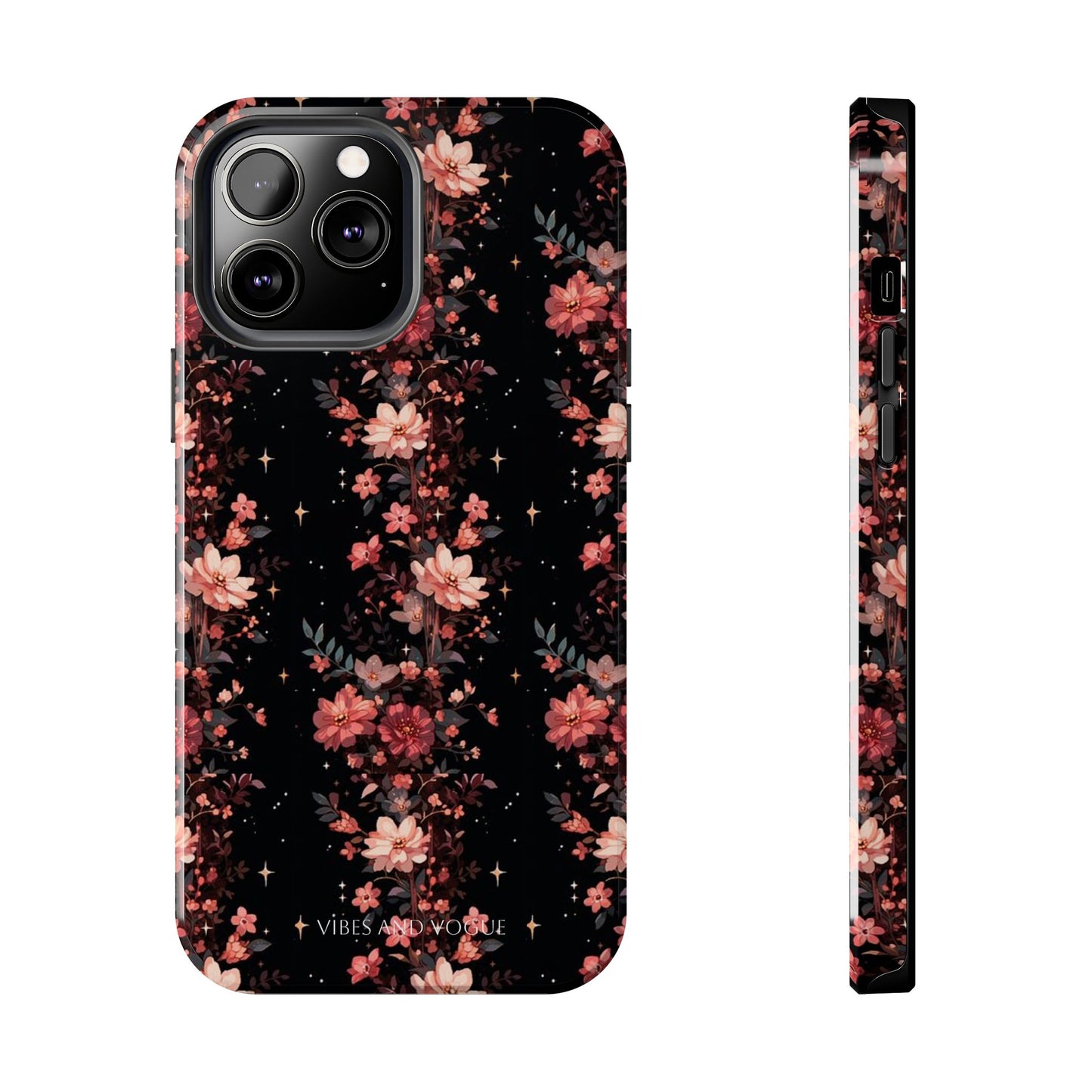 Floral Galaxy Phone Case – Dark Pink Blossom Tough Protective Case