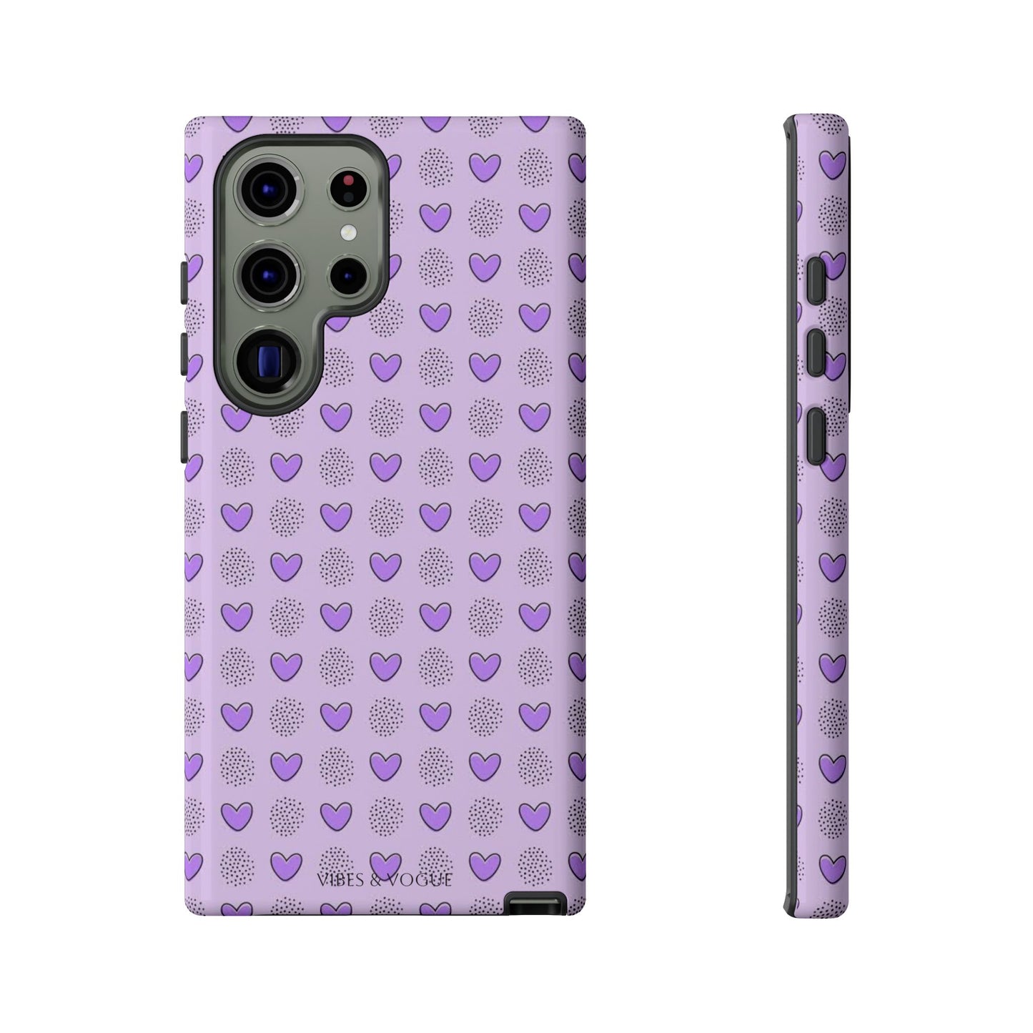 Purple Heart Pattern Phone Case - Tough Cases for a Stylish & Protective Vibe