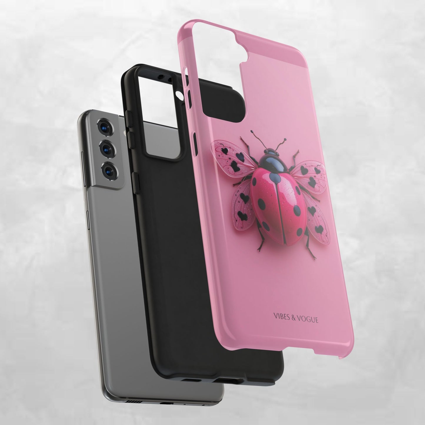 Pink Ladybug Tough Phone Case, Cute Phone Cover, Bug Lover Gift, Durable Smartphone Shell, Protective Tech Accessory
