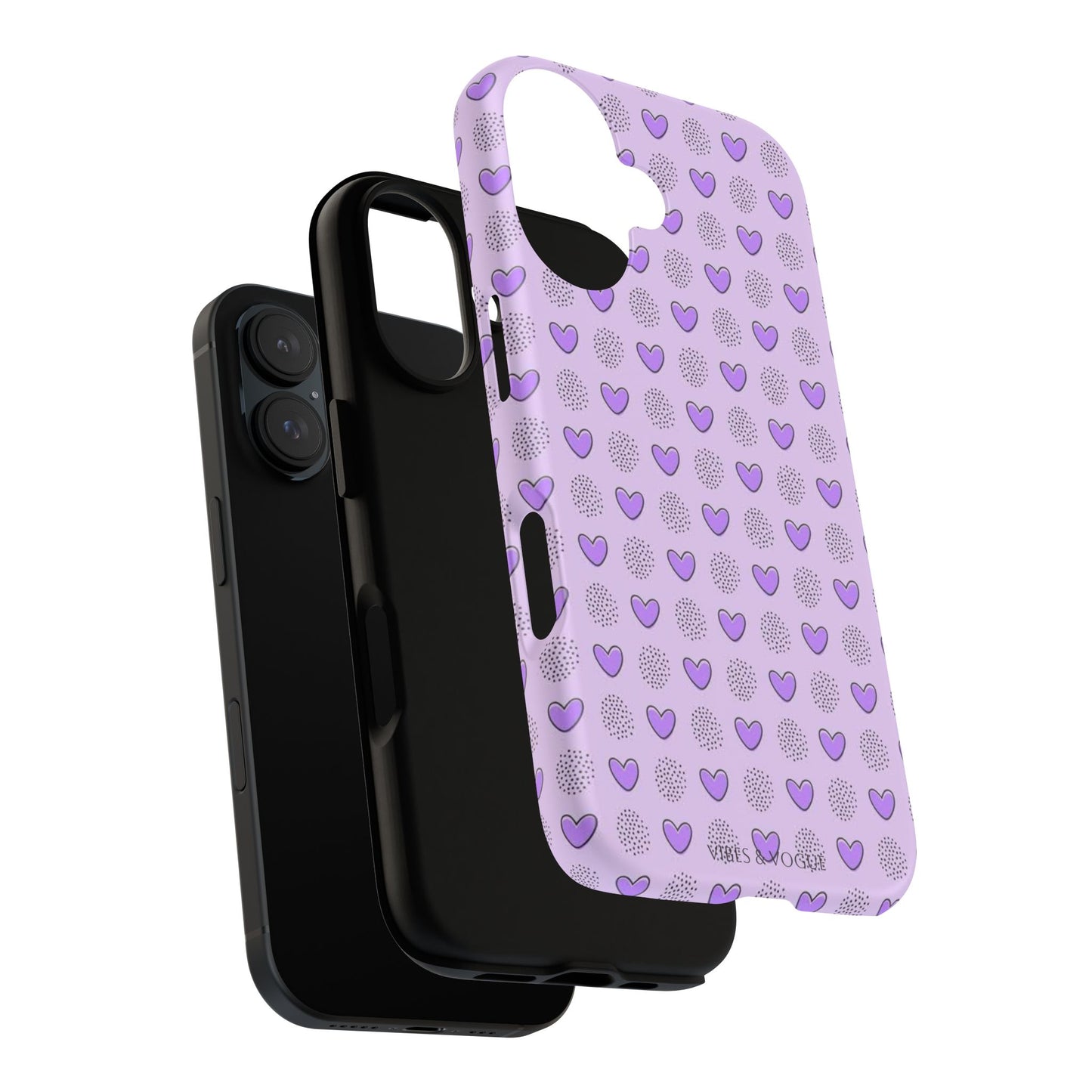 Purple Heart Pattern Phone Case - Tough Cases for a Stylish & Protective Vibe