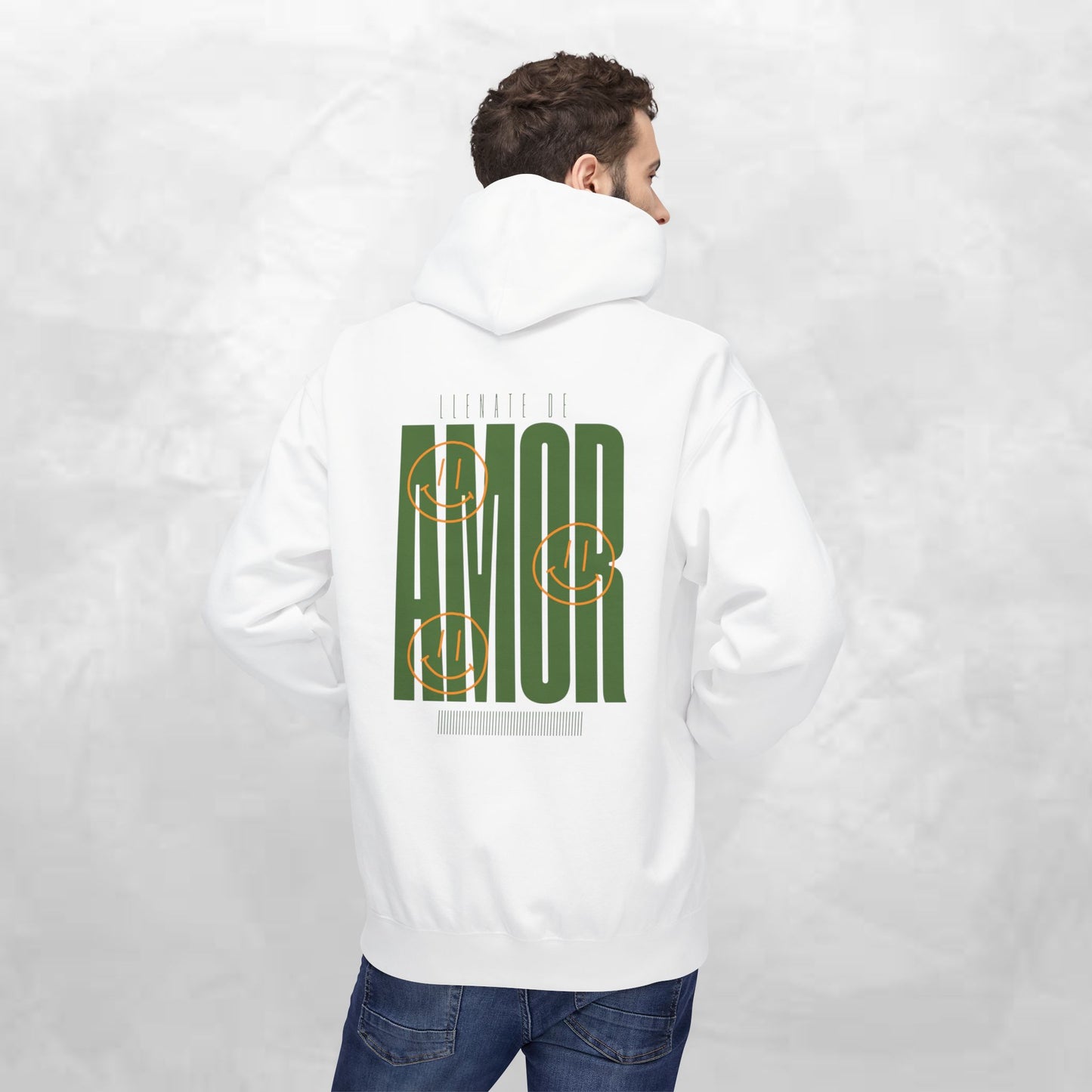 Amor Graphic Hoodie — Green Vintage Script Love Design