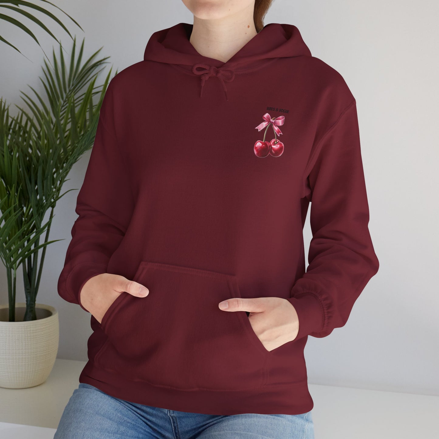 Cherry Bow Unisex Hoodie - Sweet, Cozy Style for Spring, Casual Wear, Gift for Birthdays, Summer Fun, Festival Fashion
