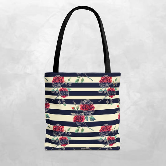 Chic Floral Tote Bag, Stylish Eco-Friendly Bag, Rose Pattern Shopping Tote, Gift for Her, Everyday Handbag, Floral Fashion