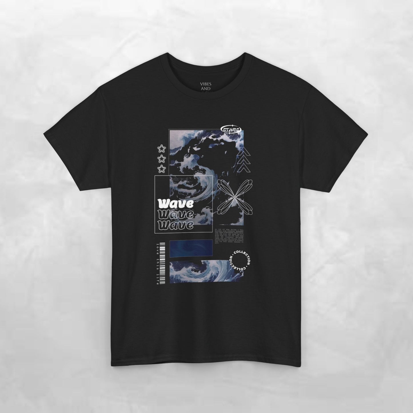 Wave Graphic Tee — Retro Surf Collage T-Shirt