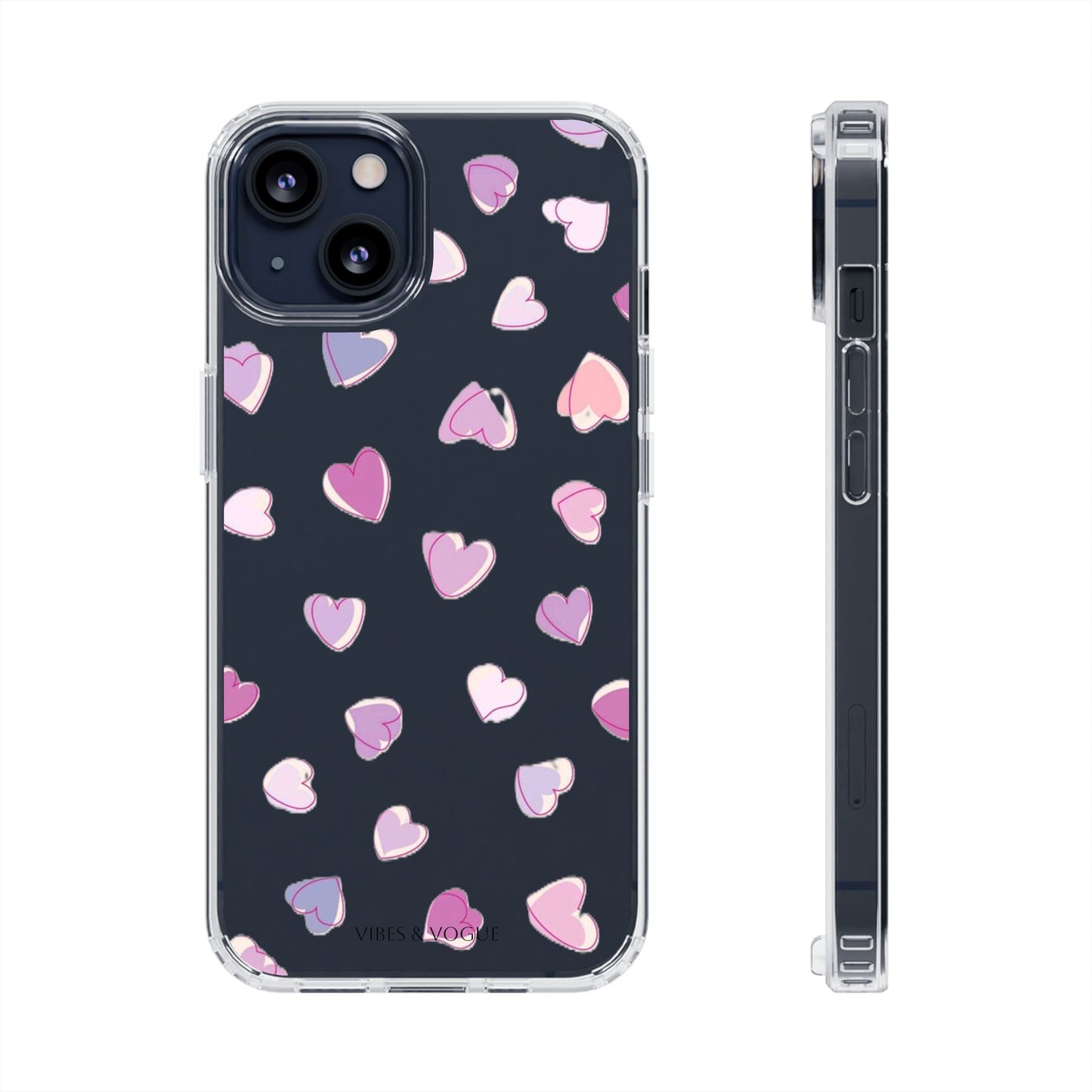 Heart Pattern Clear Case, Cute Phone Cover, Valentine's Day Gift, Trendy Phone Accessory, Love Theme Case