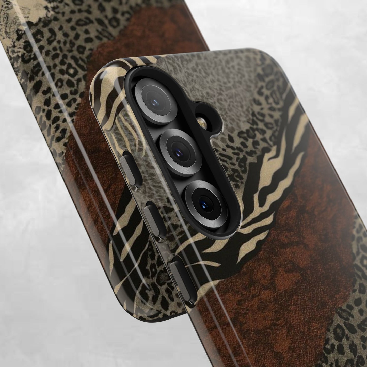 Safari Patchwork Tough Phone Case — Brown Leopard & Zebra Animal Print