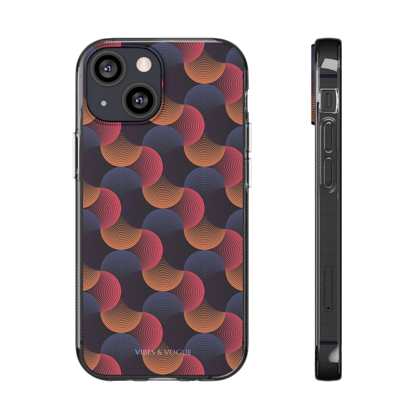 Colorful Retro Wave Clear Silicone Phone Case