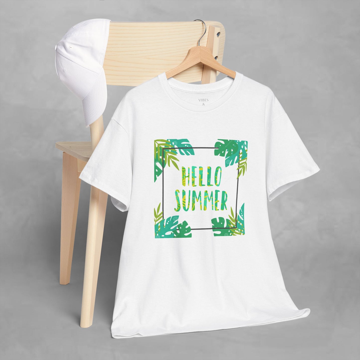 Hello Summer Unisex Heavy Cotton Tee – Tropical Vibe Summer Shirt