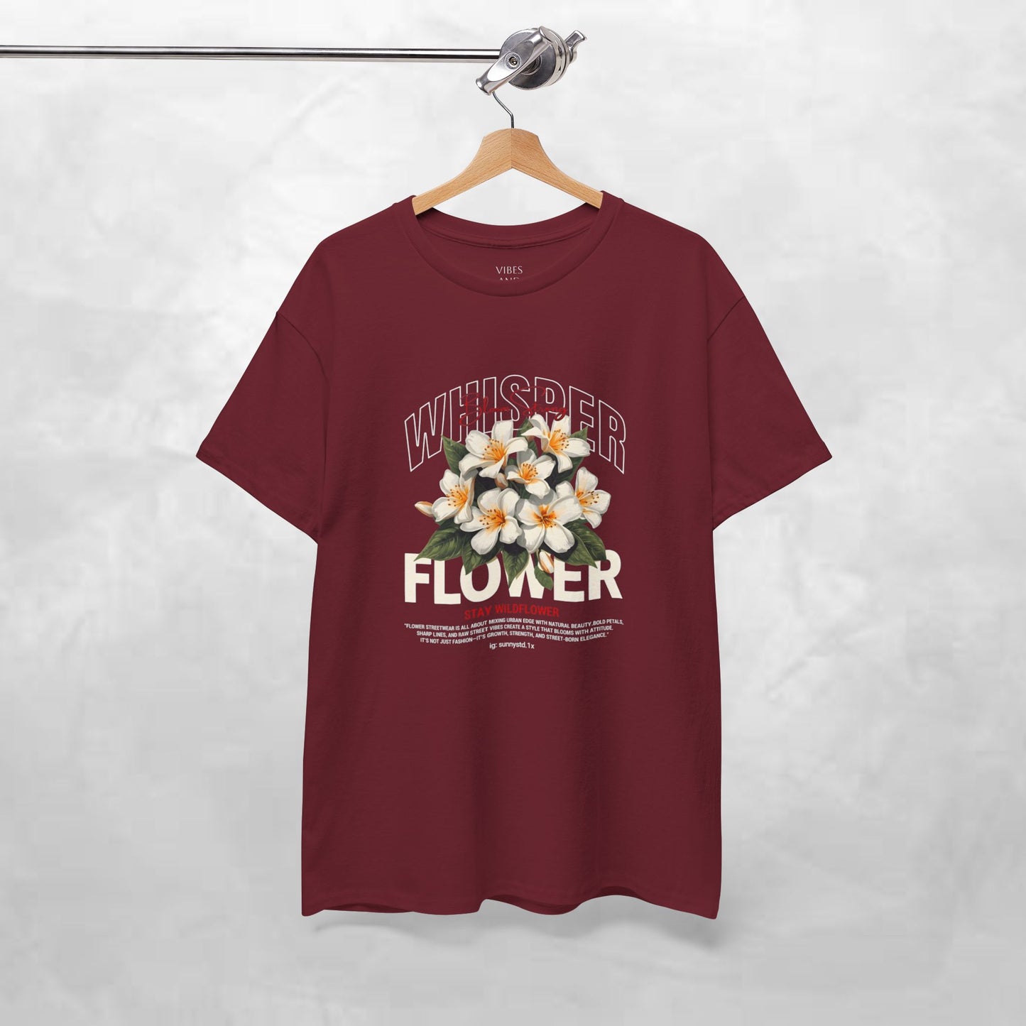 Floral "Whisper Flower" Graphic Tee — Vintage Plumeria Blossom Shirt