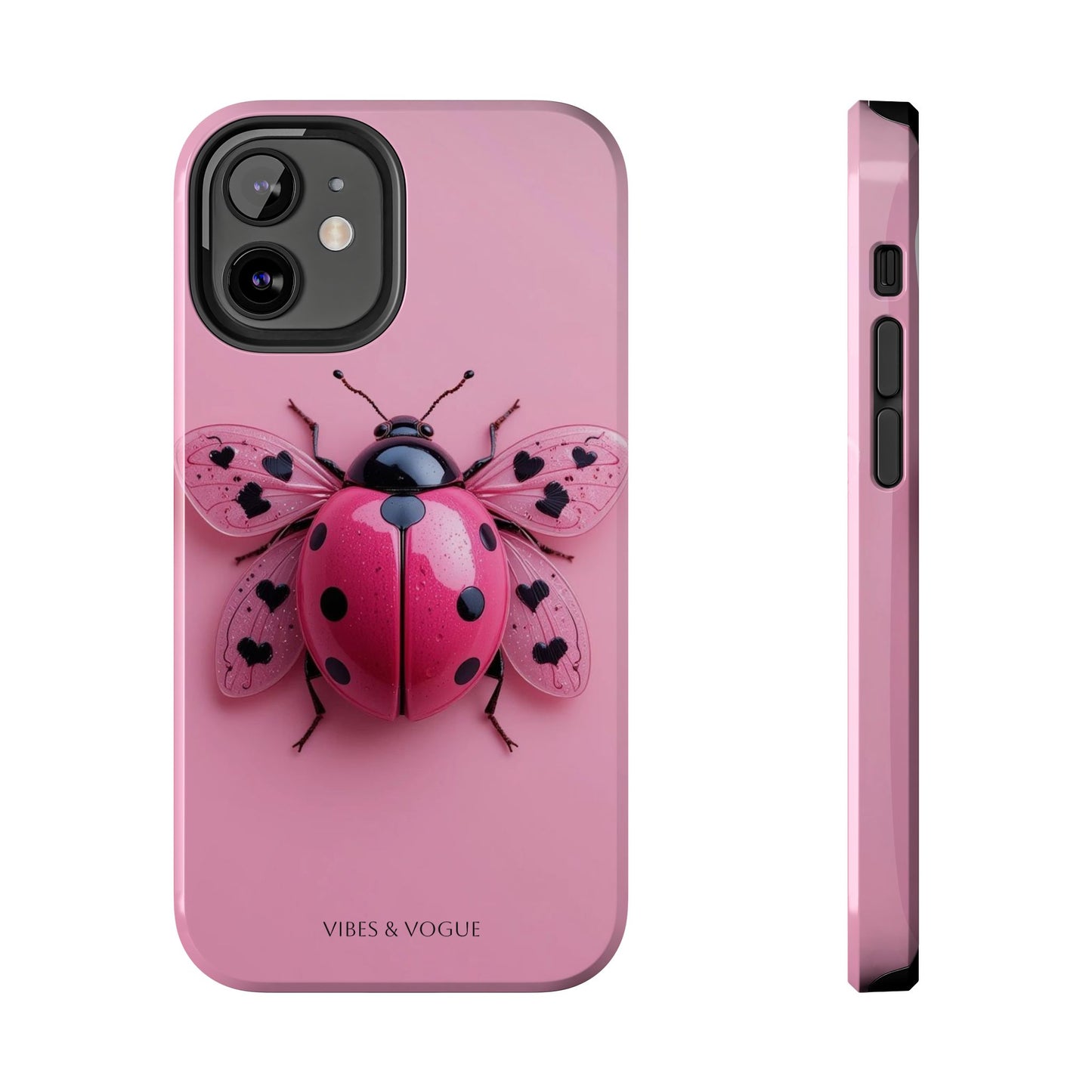 Pink Ladybug Tough Phone Case, Cute Phone Cover, Bug Lover Gift, Durable Smartphone Shell, Protective Tech Accessory