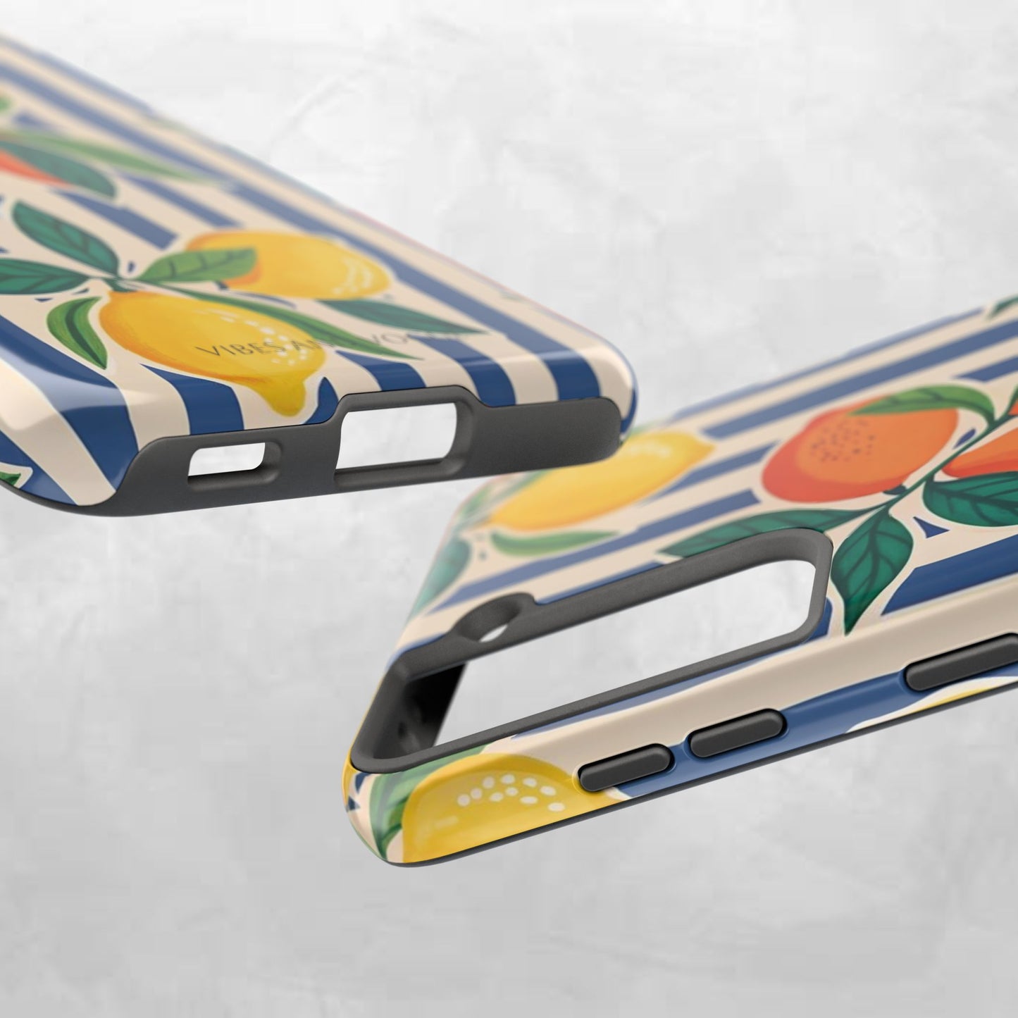 Lemon & Orange Stripe Tough Phone Case — Vibrant Citrus Pattern Protective Cover