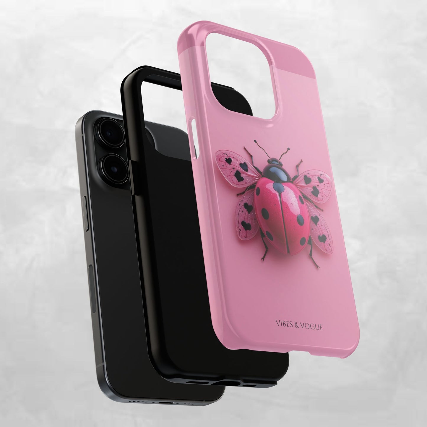 Pink Ladybug Tough Phone Case, Cute Phone Cover, Bug Lover Gift, Durable Smartphone Shell, Protective Tech Accessory