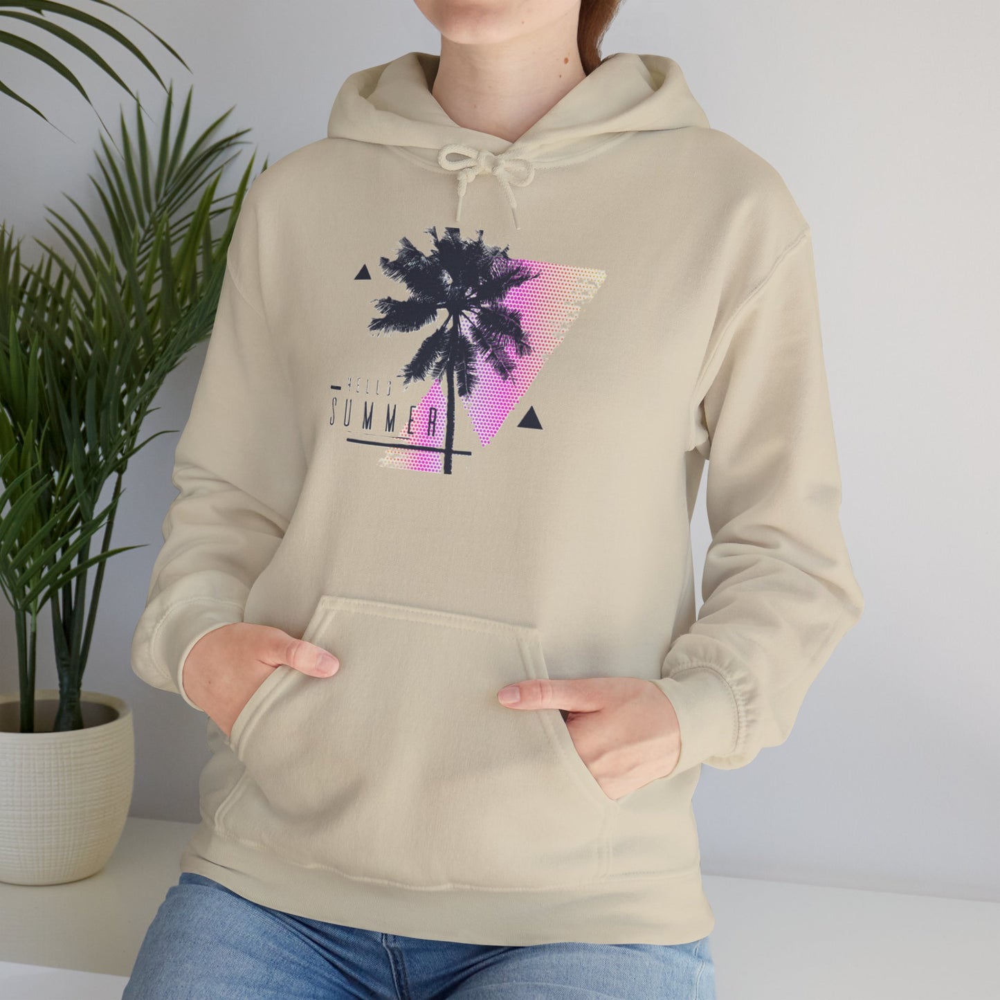 Tropical Vibe Hoodie, Summer Comfort Sweatshirt, Beachy Pullover for Vacation, Unisex Hooded Top, Gift for Warm Weather