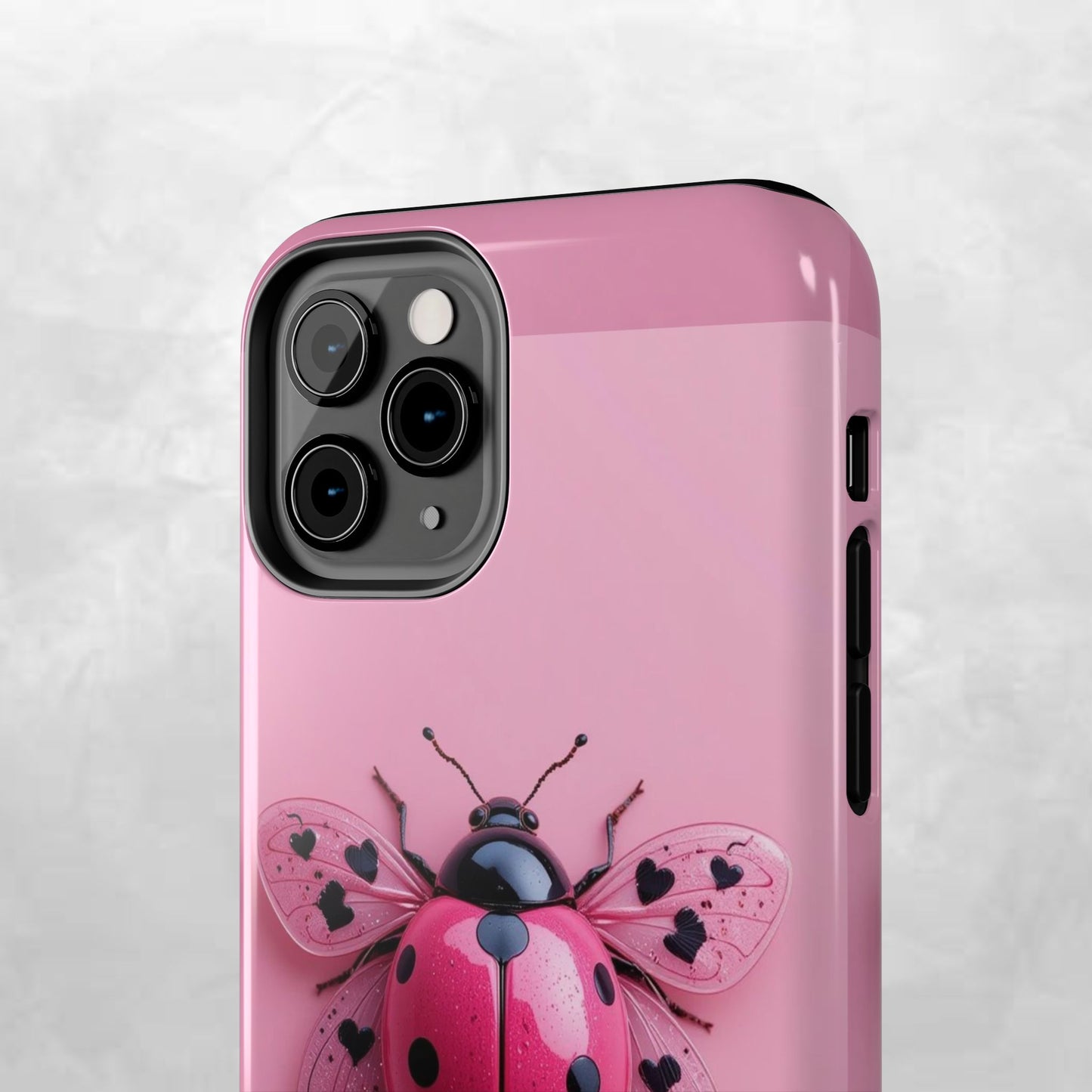 Pink Ladybug Tough Phone Case, Cute Phone Cover, Bug Lover Gift, Durable Smartphone Shell, Protective Tech Accessory