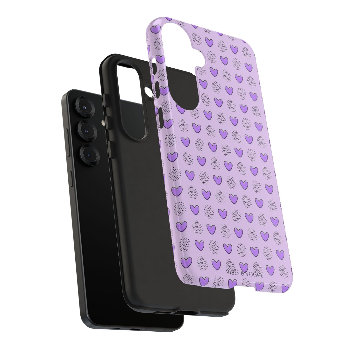 Purple Heart Pattern Phone Case - Tough Cases for a Stylish & Protective Vibe
