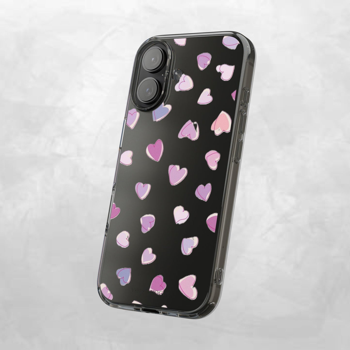 Heart Pattern Clear Case, Cute Phone Cover, Valentine's Day Gift, Trendy Phone Accessory, Love Theme Case