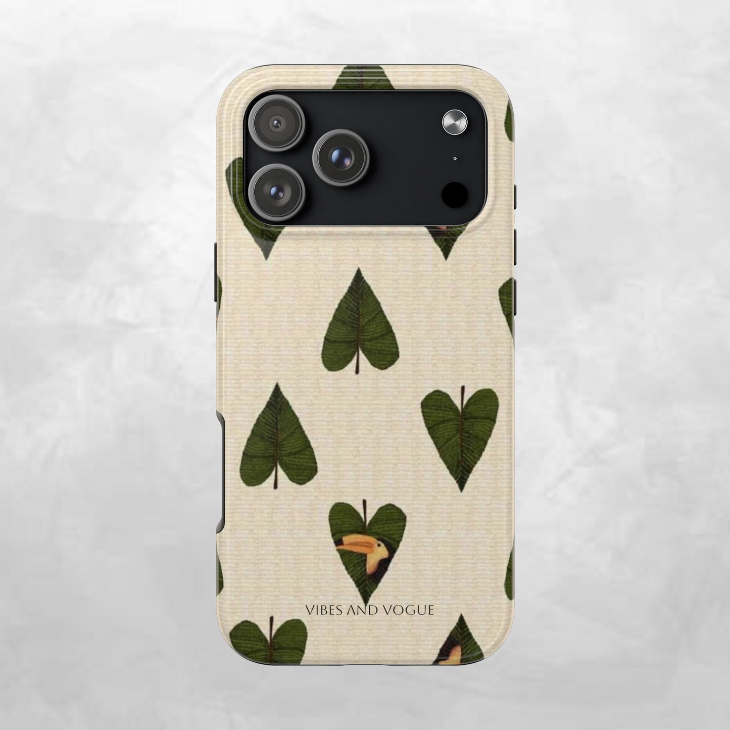 Tough Phone Case — Green Leaf Heart Pattern Tough Phone Case (Vibes and Vogue)