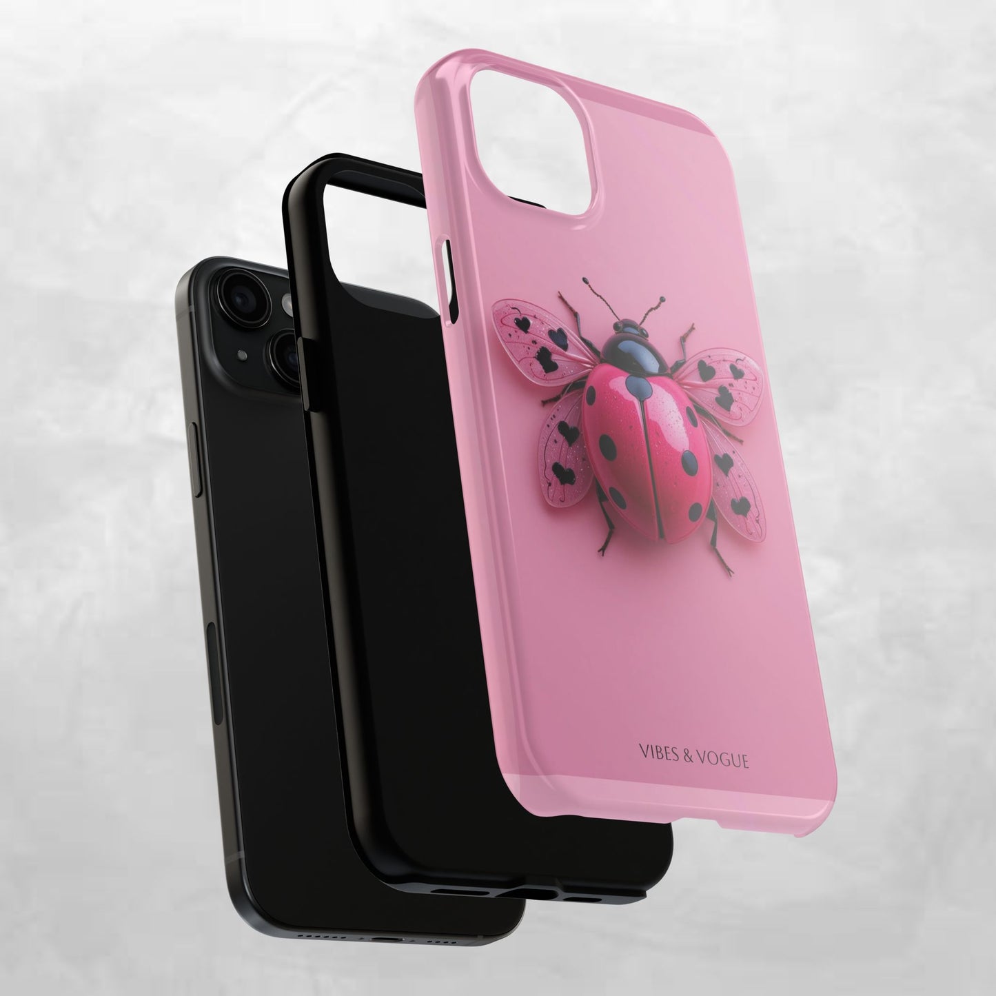 Pink Ladybug Tough Phone Case, Cute Phone Cover, Bug Lover Gift, Durable Smartphone Shell, Protective Tech Accessory