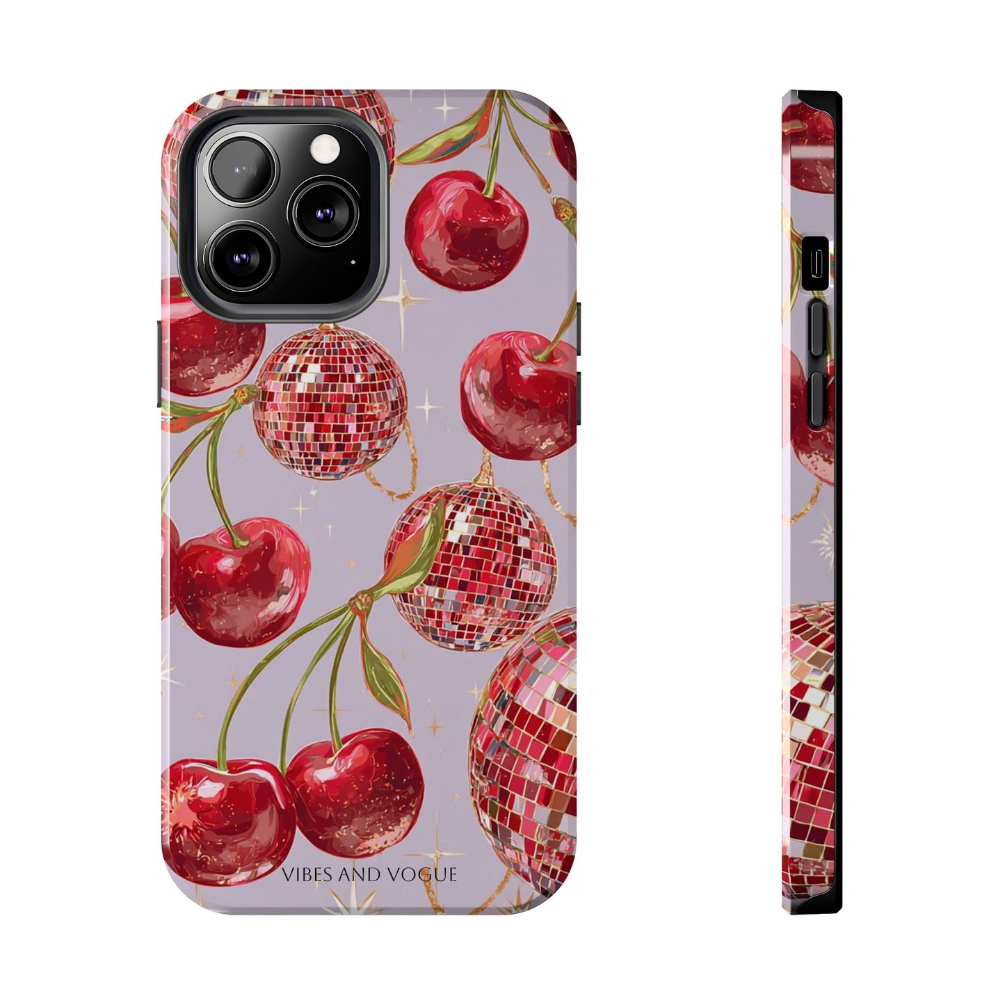 Disco Cherry Tough Phone Case — Retro Sparkle iPhone Protection