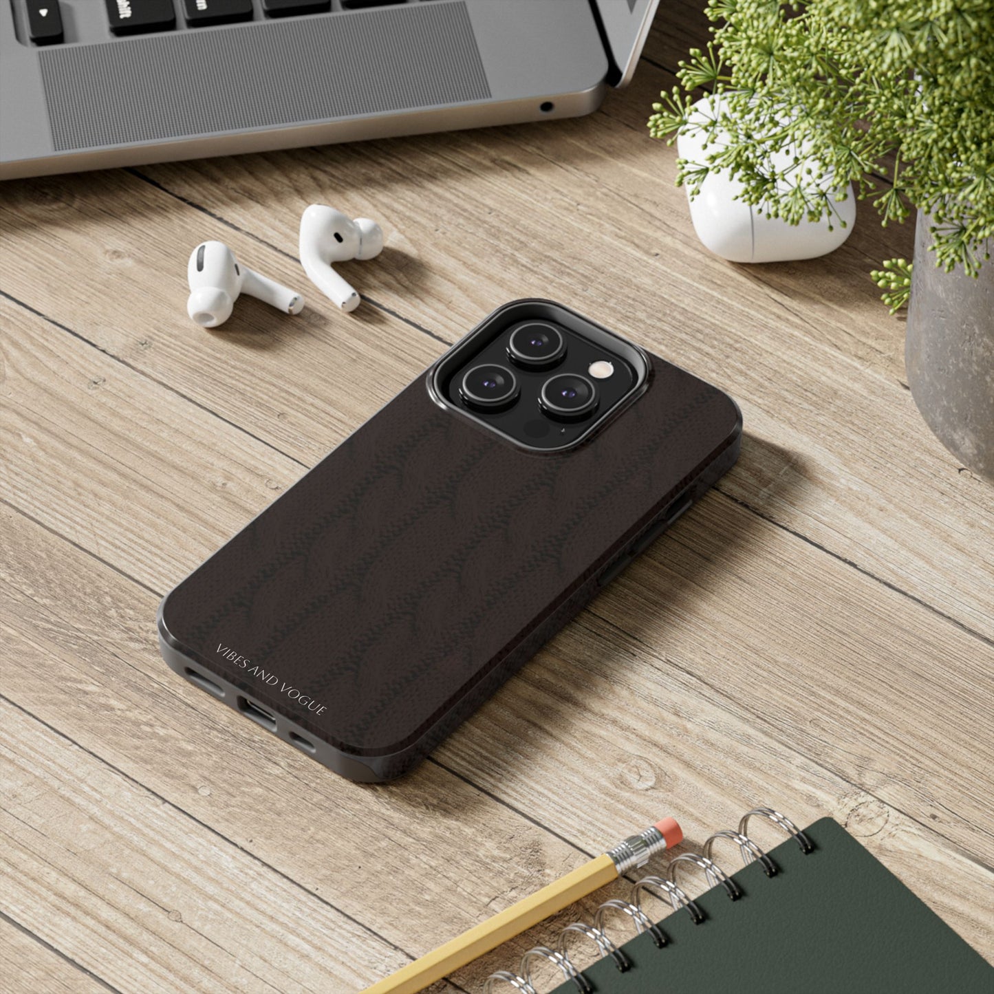 Cable Knit Chocolate Tough Phone Case — Vibes and Vogue Protective Cover