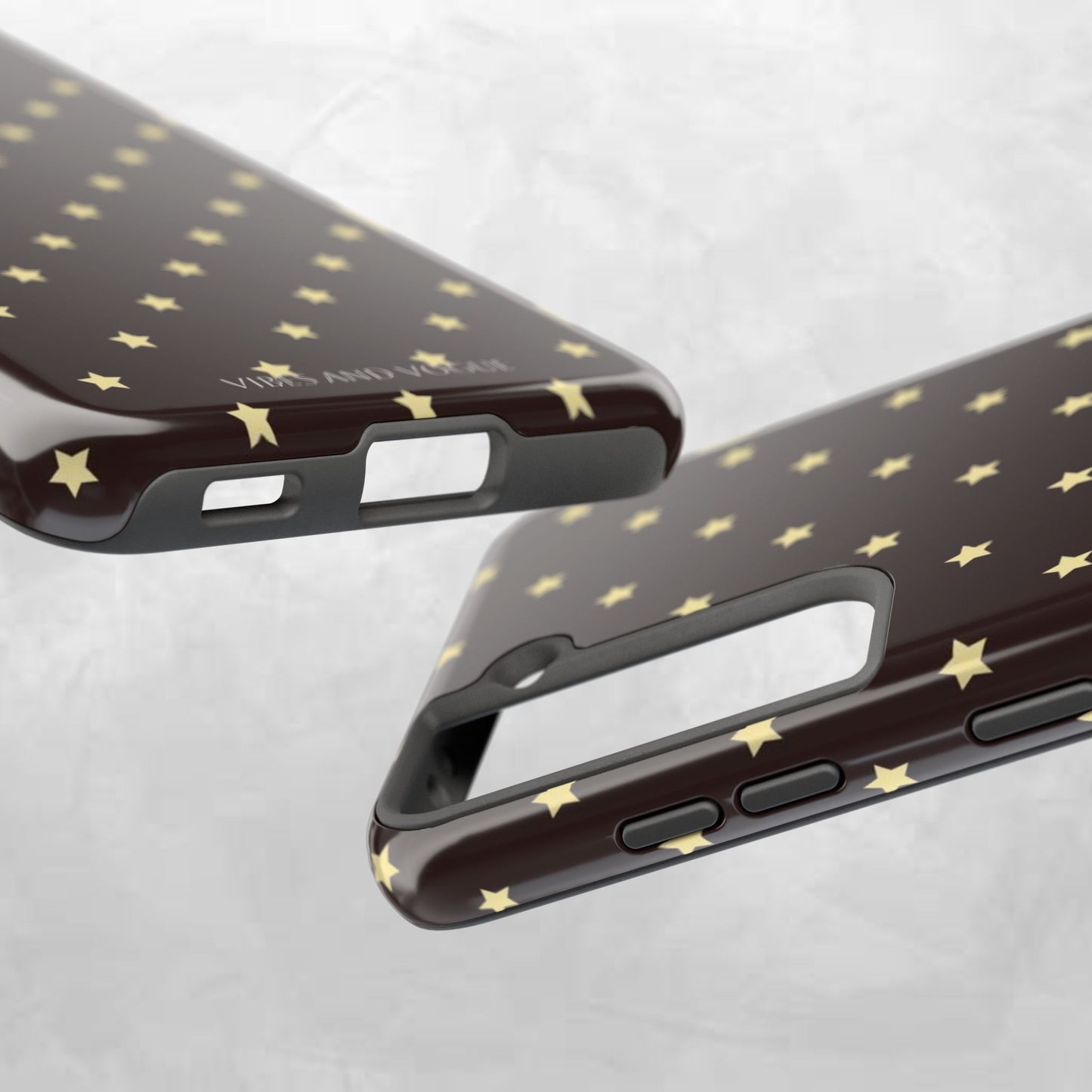 Star Pattern Tough Phone Case — Gold Stars on Chocolate Brown