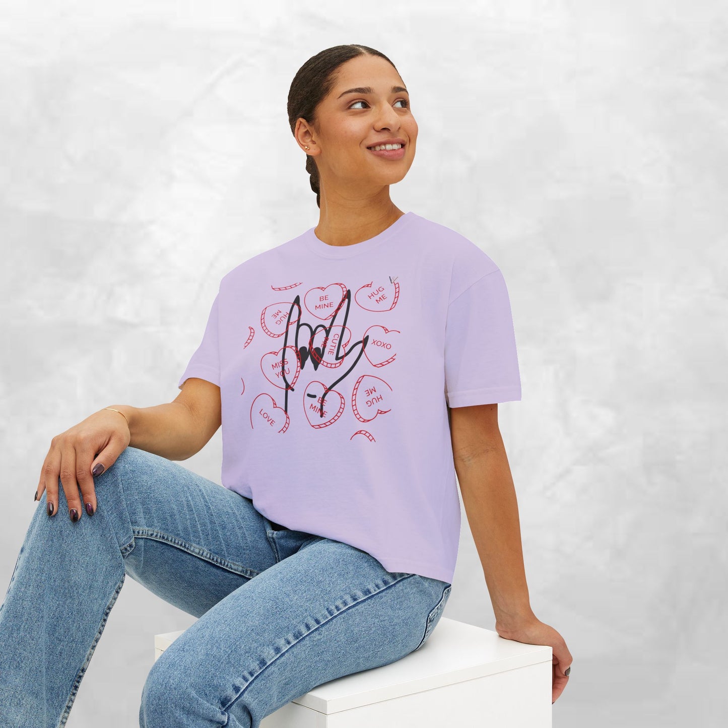 Women's Boxy Tee - Love You Graphic T-Shirt for Valentine's Day & Everyday Wear