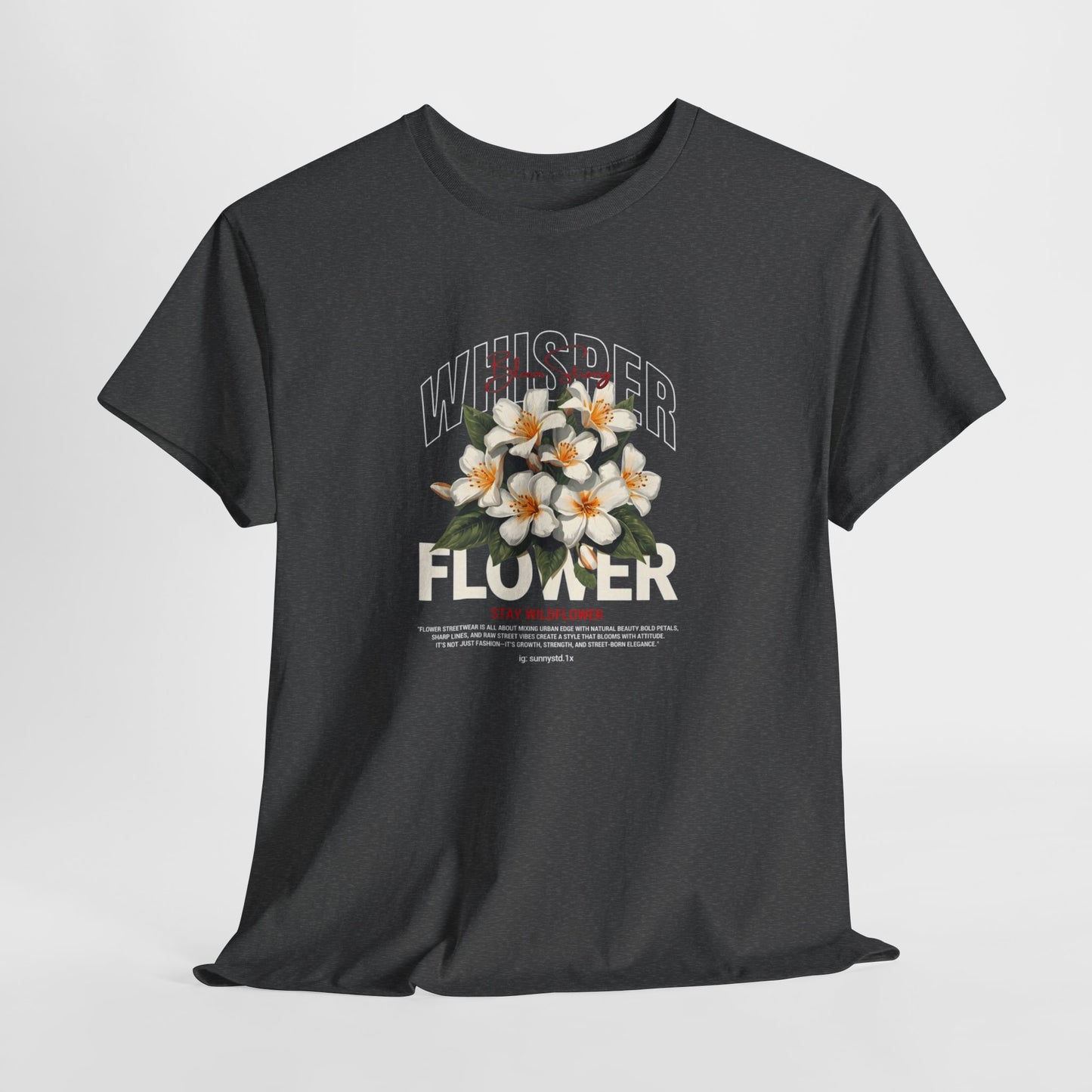 Floral "Whisper Flower" Graphic Tee — Vintage Plumeria Blossom Shirt