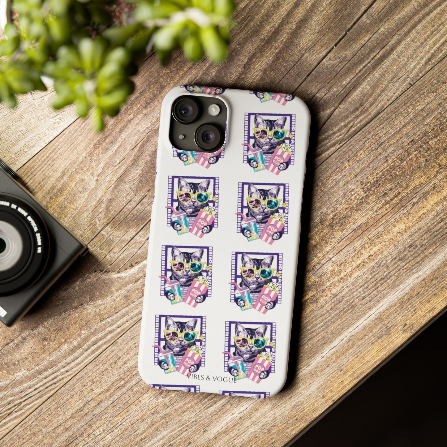 Cat Lover's Slim Phone Cases, Cute Cat Phone Covers, Pet-Themed Accessories, Gifts for Cat Lovers, Vibrant Patterned Cases