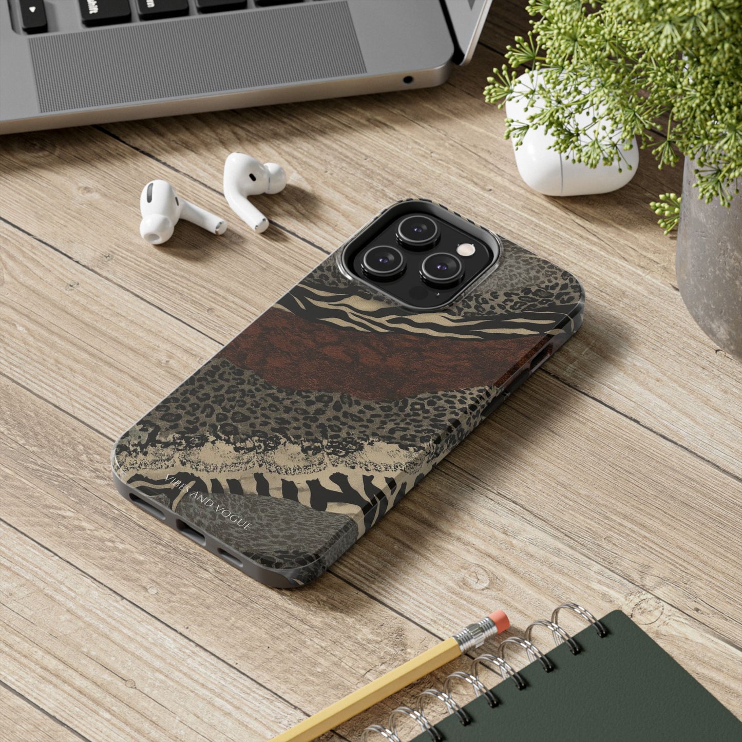 Safari Patchwork Tough Phone Case — Brown Leopard & Zebra Animal Print