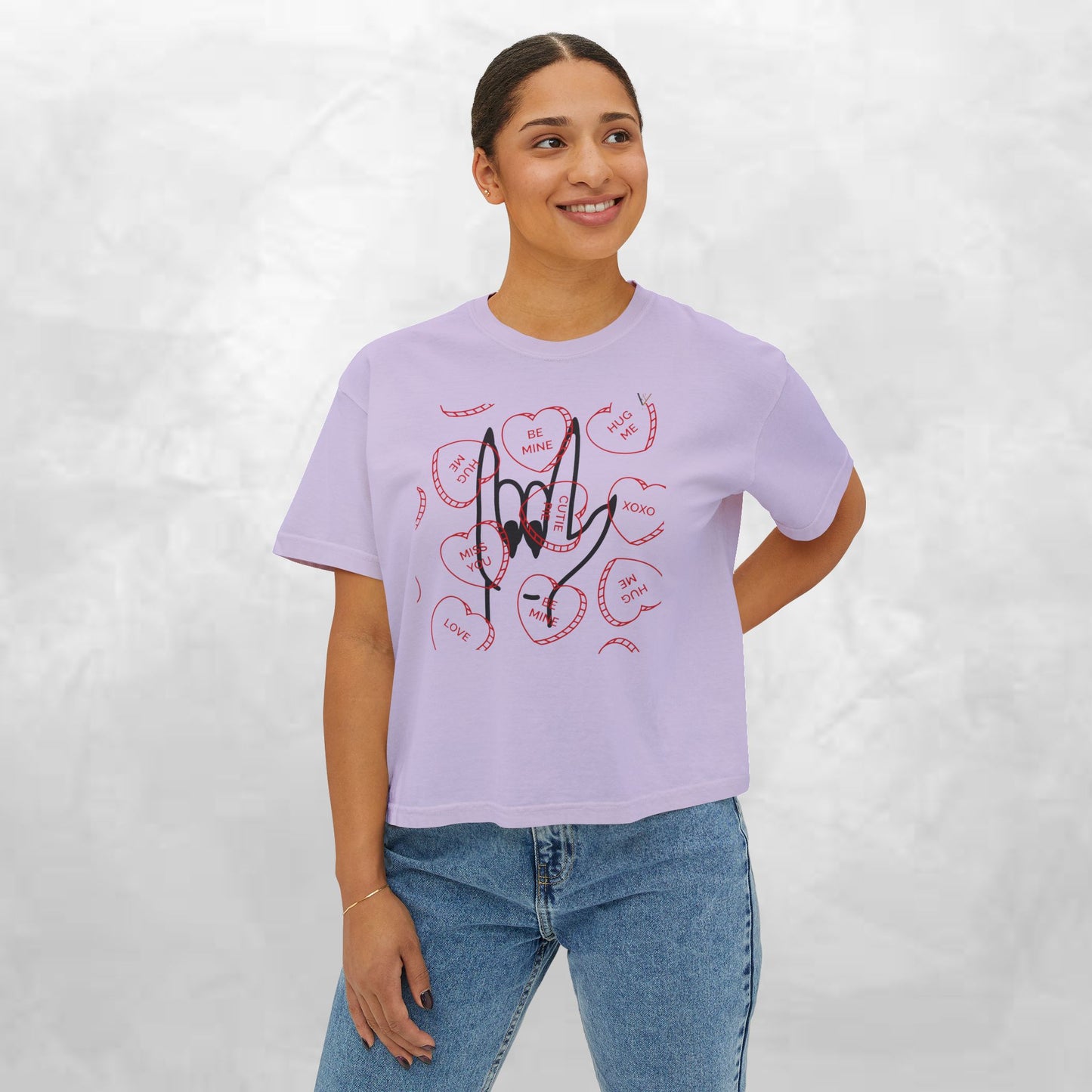 Women's Boxy Tee - Love You Graphic T-Shirt for Valentine's Day & Everyday Wear