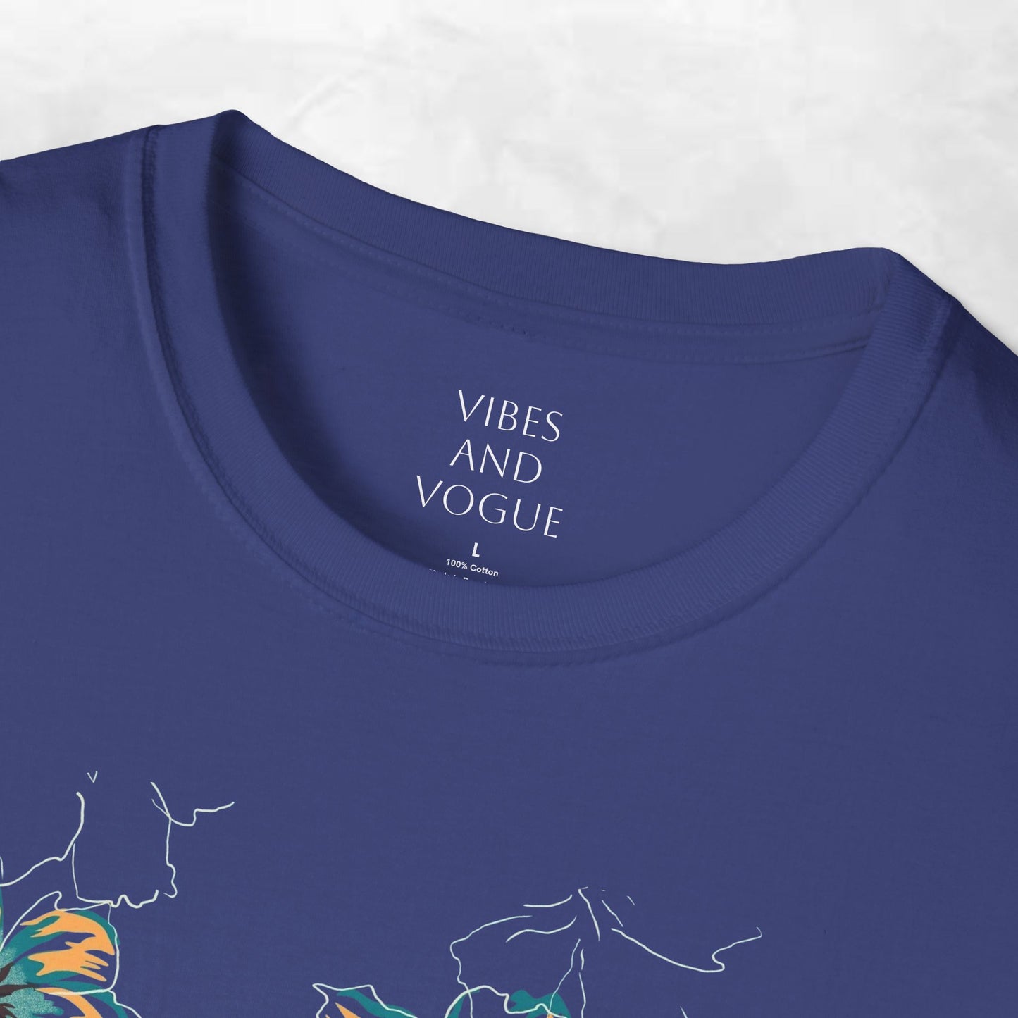 Floral Watercolor Tee — Teal & Gold Blossom Graphic T-Shirt