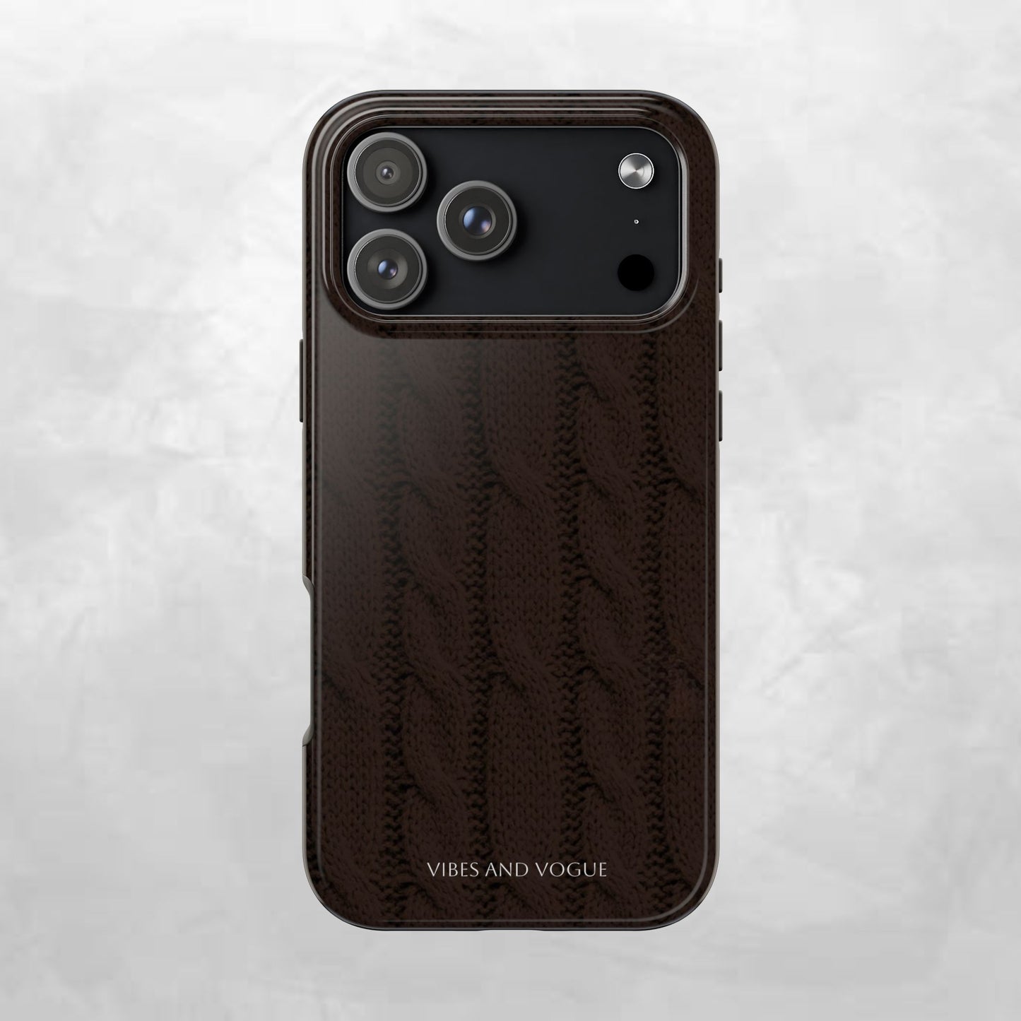 Cable Knit Chocolate Tough Phone Case — Vibes and Vogue Protective Cover