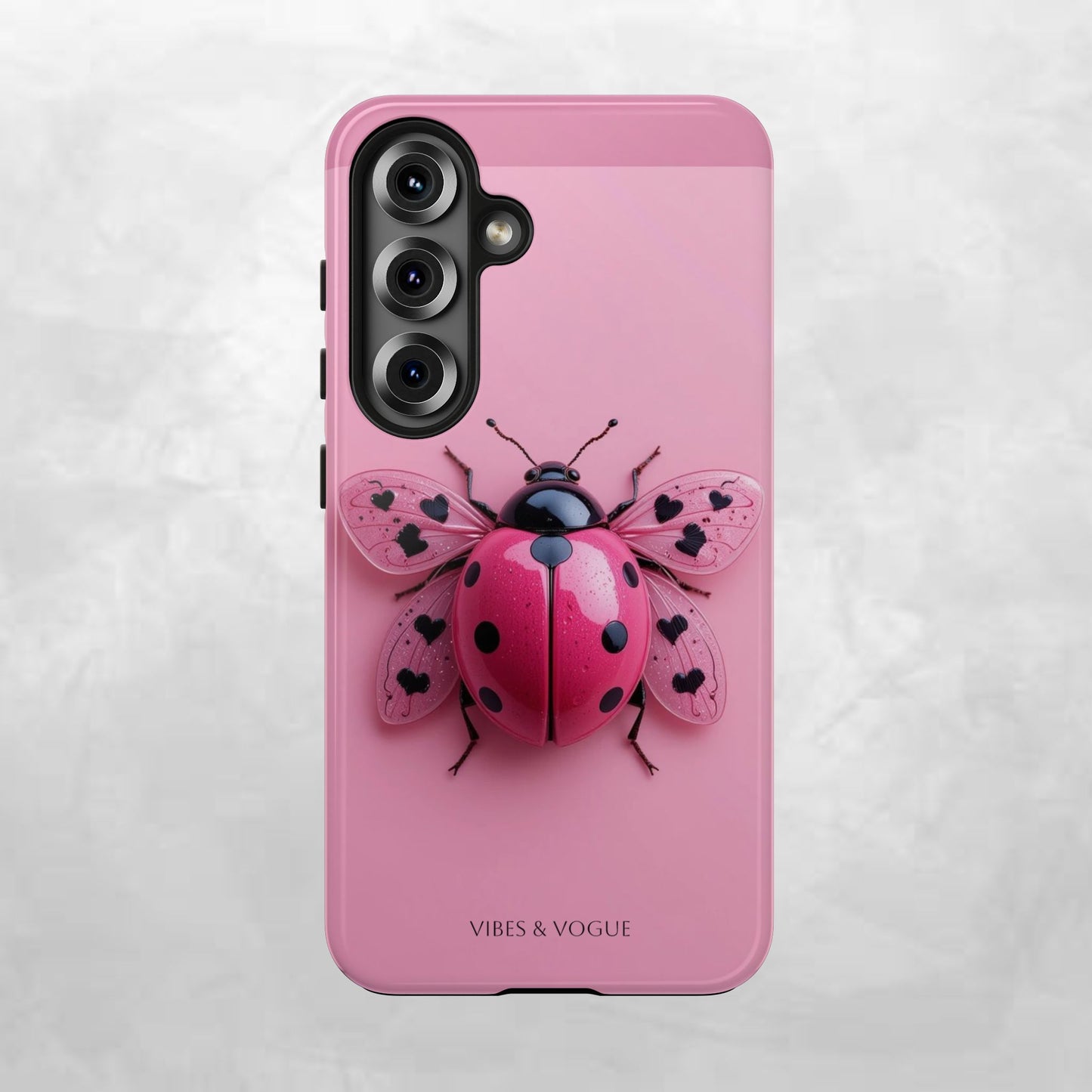 Pink Ladybug Tough Phone Case, Cute Phone Cover, Bug Lover Gift, Durable Smartphone Shell, Protective Tech Accessory