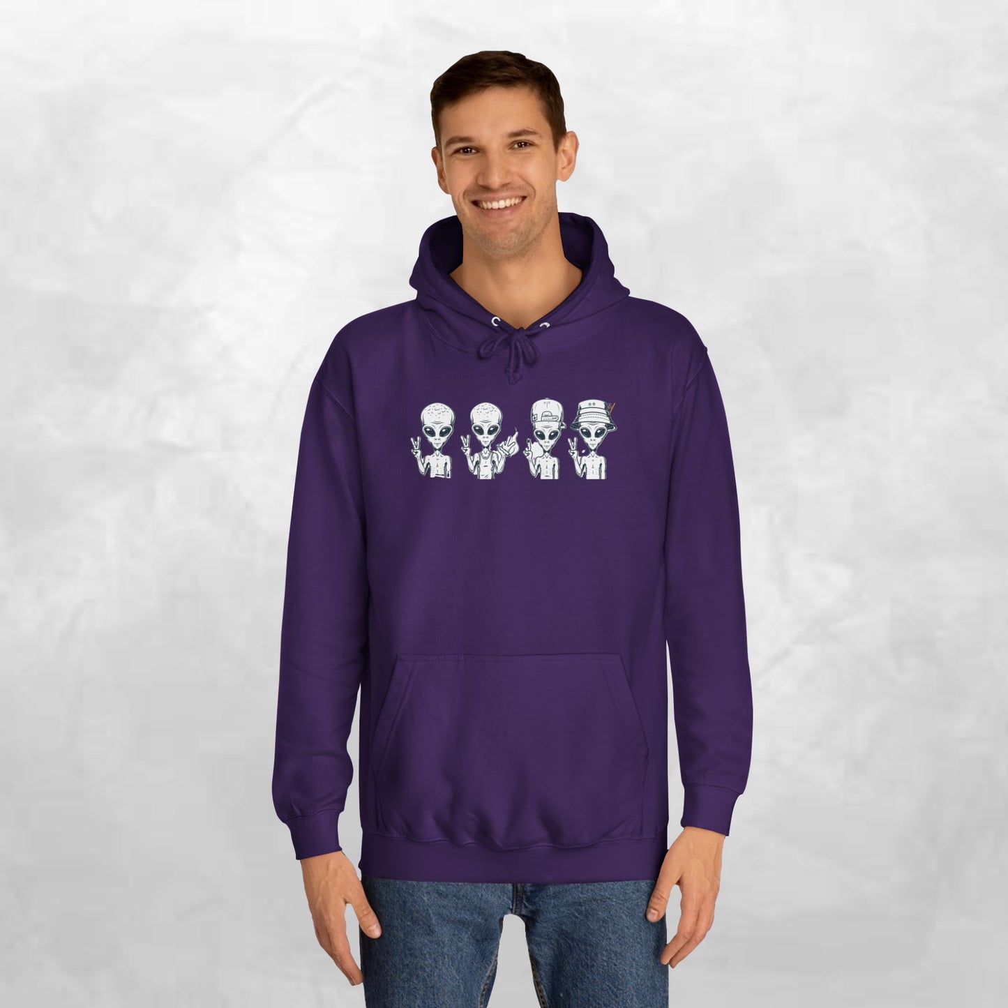 Retro Alien College Hoodie - Unisex Warm Sweatshirt for Campus Style
