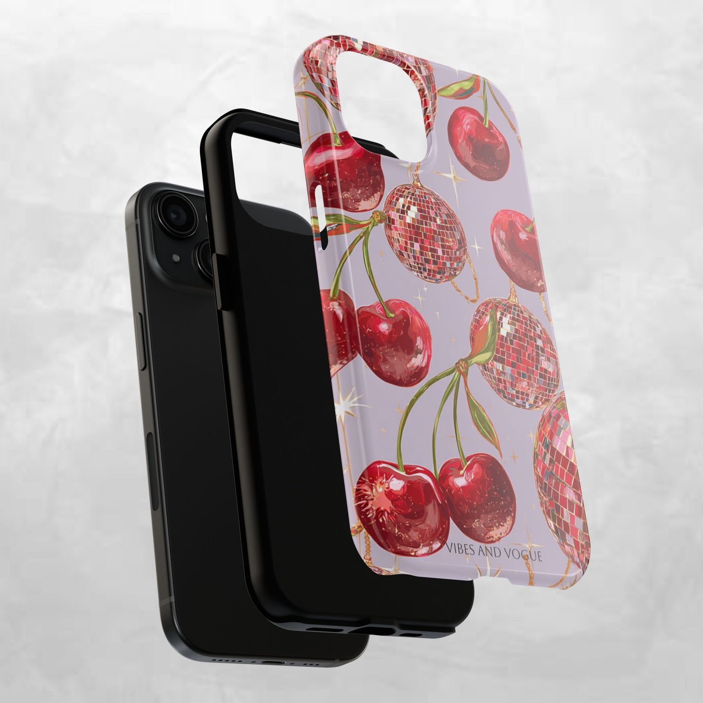 Disco Cherry Tough Phone Case — Retro Sparkle iPhone Protection
