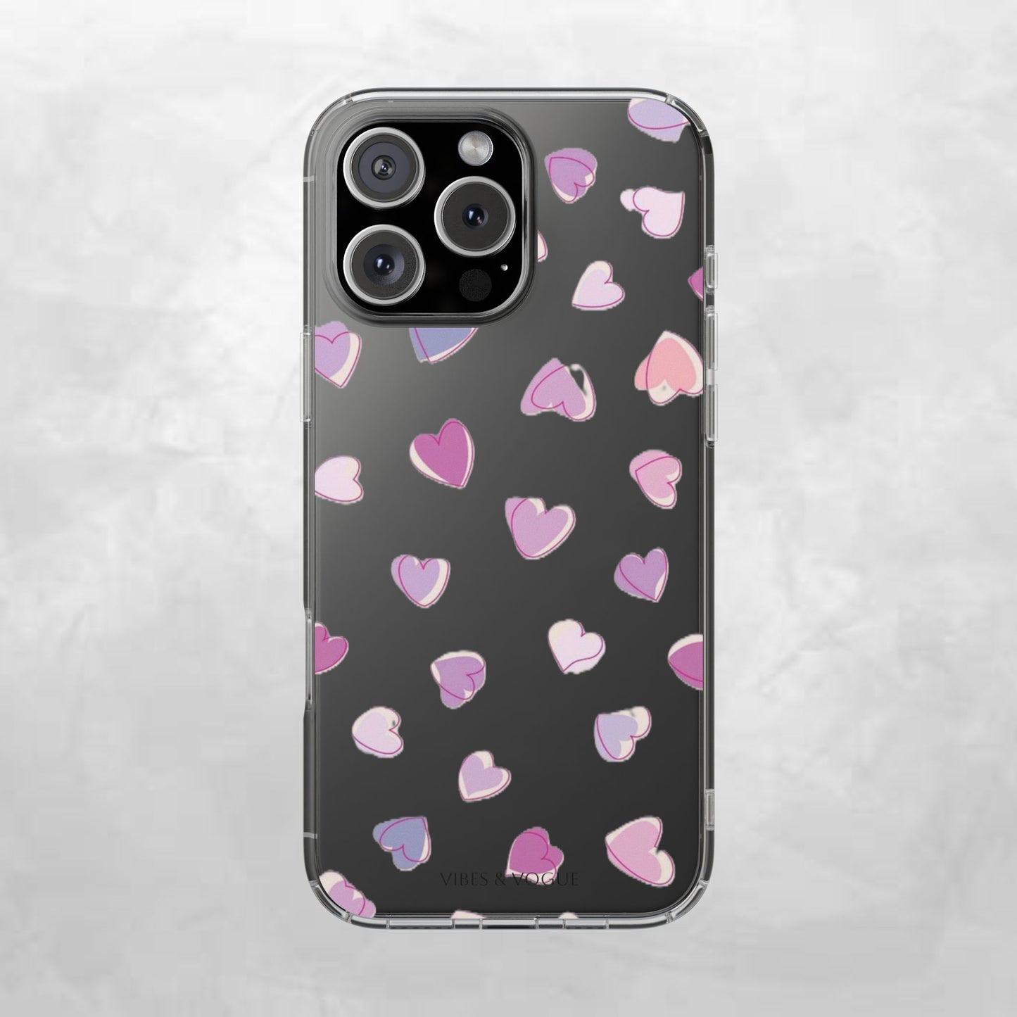 Heart Pattern Clear Case, Cute Phone Cover, Valentine's Day Gift, Trendy Phone Accessory, Love Theme Case