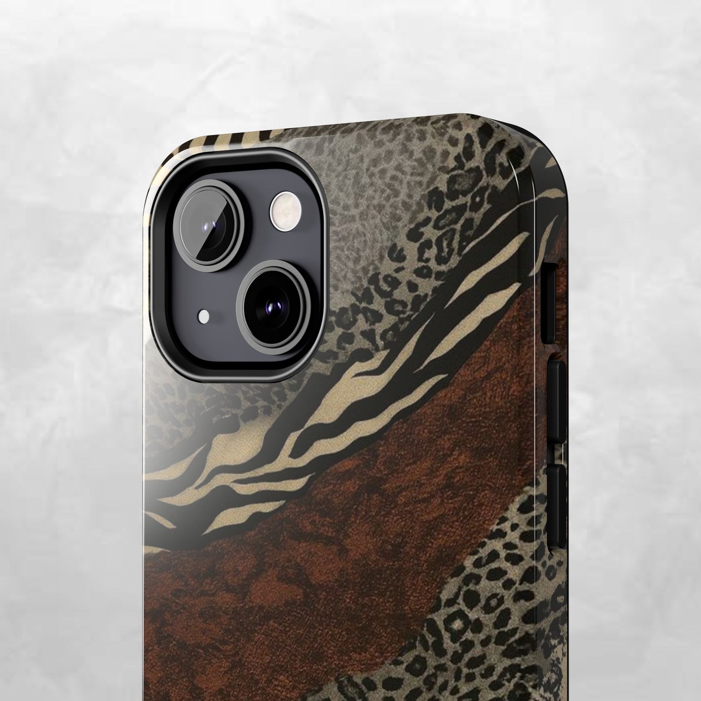 Safari Patchwork Tough Phone Case — Brown Leopard & Zebra Animal Print
