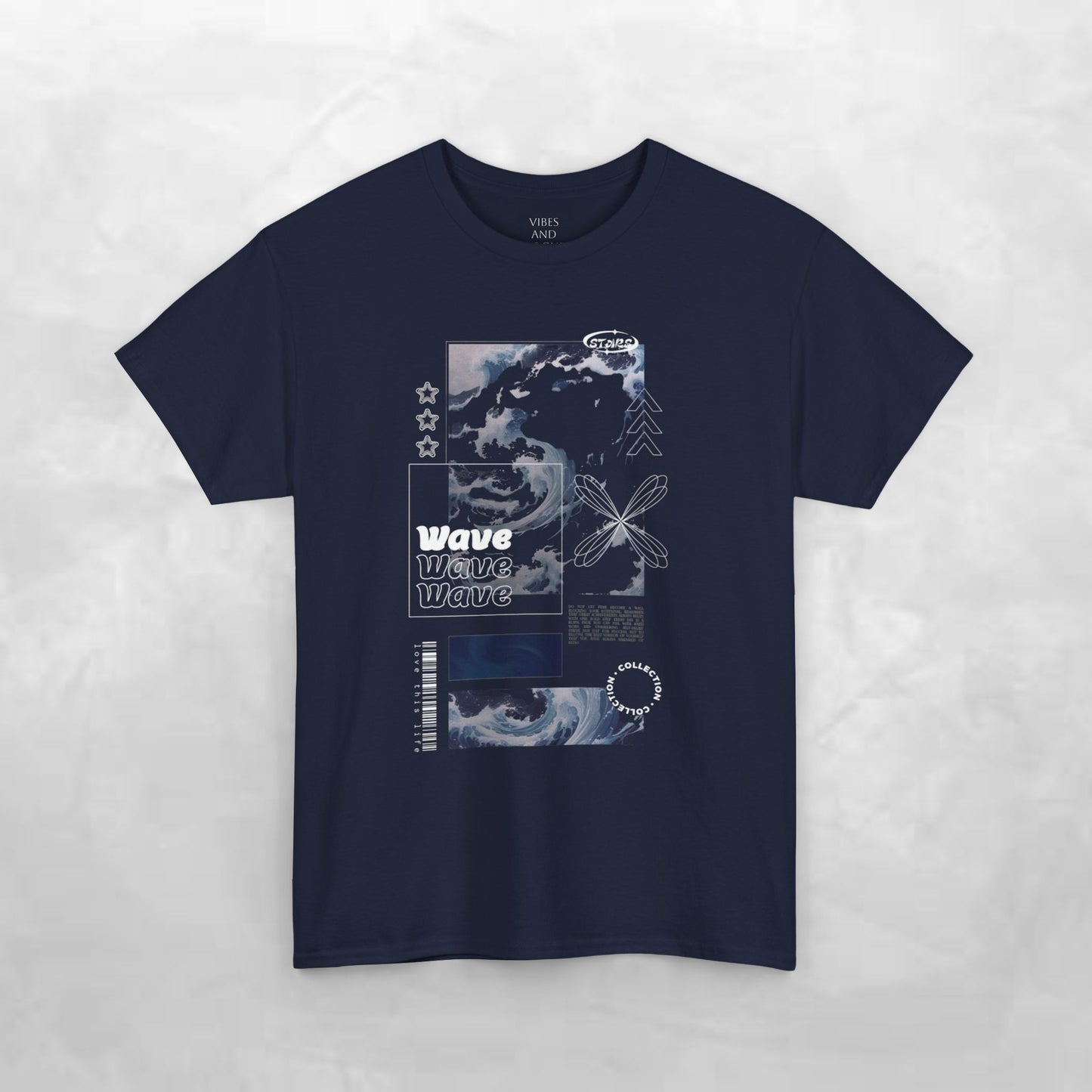 Wave Graphic Tee — Retro Surf Collage T-Shirt