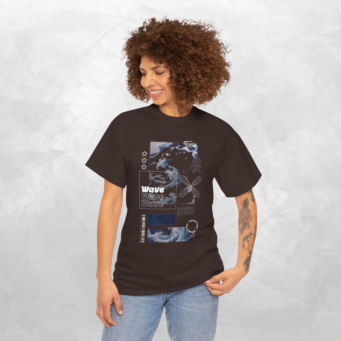 Wave Graphic Tee — Retro Surf Collage T-Shirt