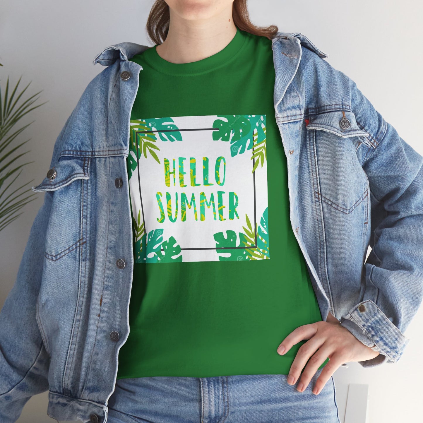 Hello Summer Unisex Heavy Cotton Tee – Tropical Vibe Summer Shirt