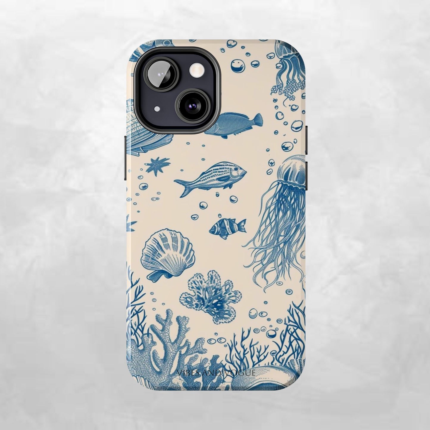Ocean Blue Marine Pattern Tough Phone Case