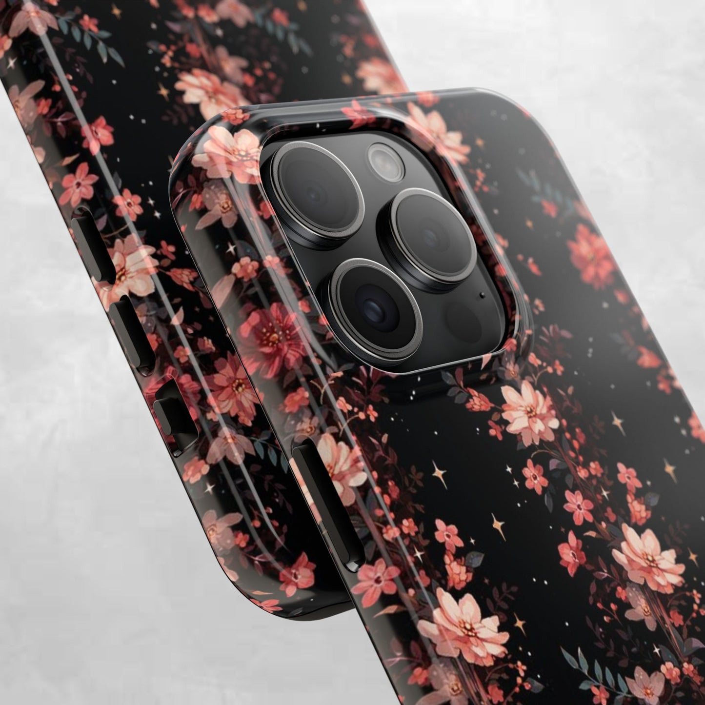 Floral Galaxy Phone Case – Dark Pink Blossom Tough Protective Case