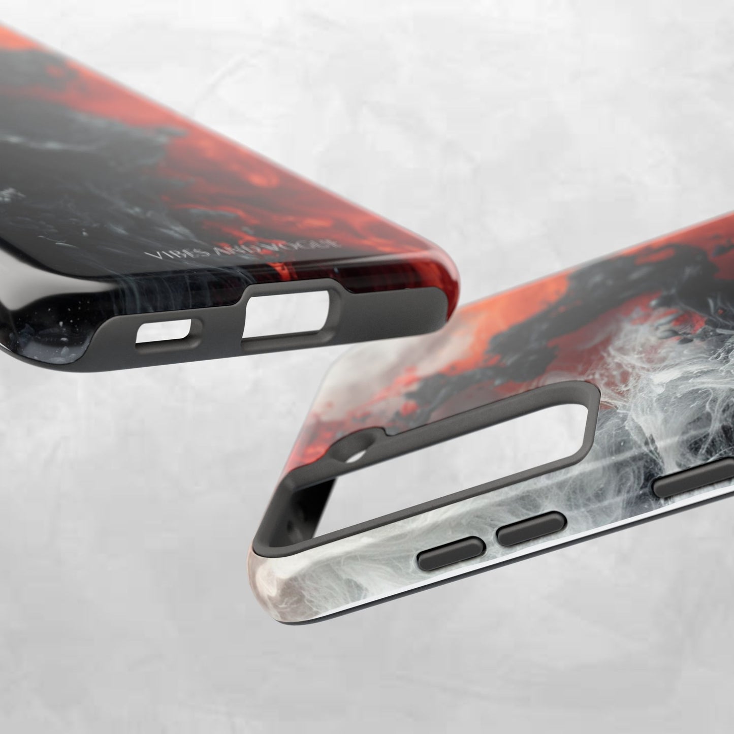 Abstract Red & Black Smoke Tough Phone Case — Vibes and Vogue Protective Cover