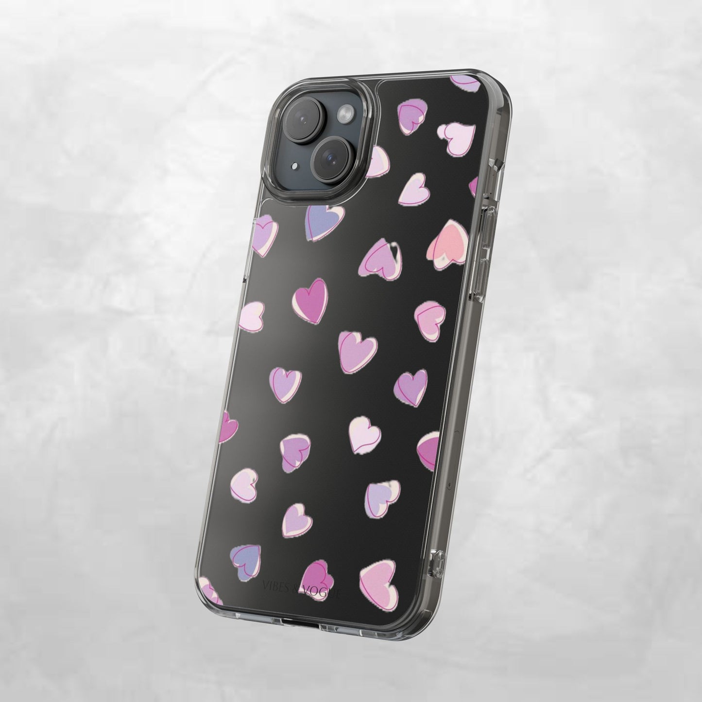 Heart Pattern Clear Case, Cute Phone Cover, Valentine's Day Gift, Trendy Phone Accessory, Love Theme Case