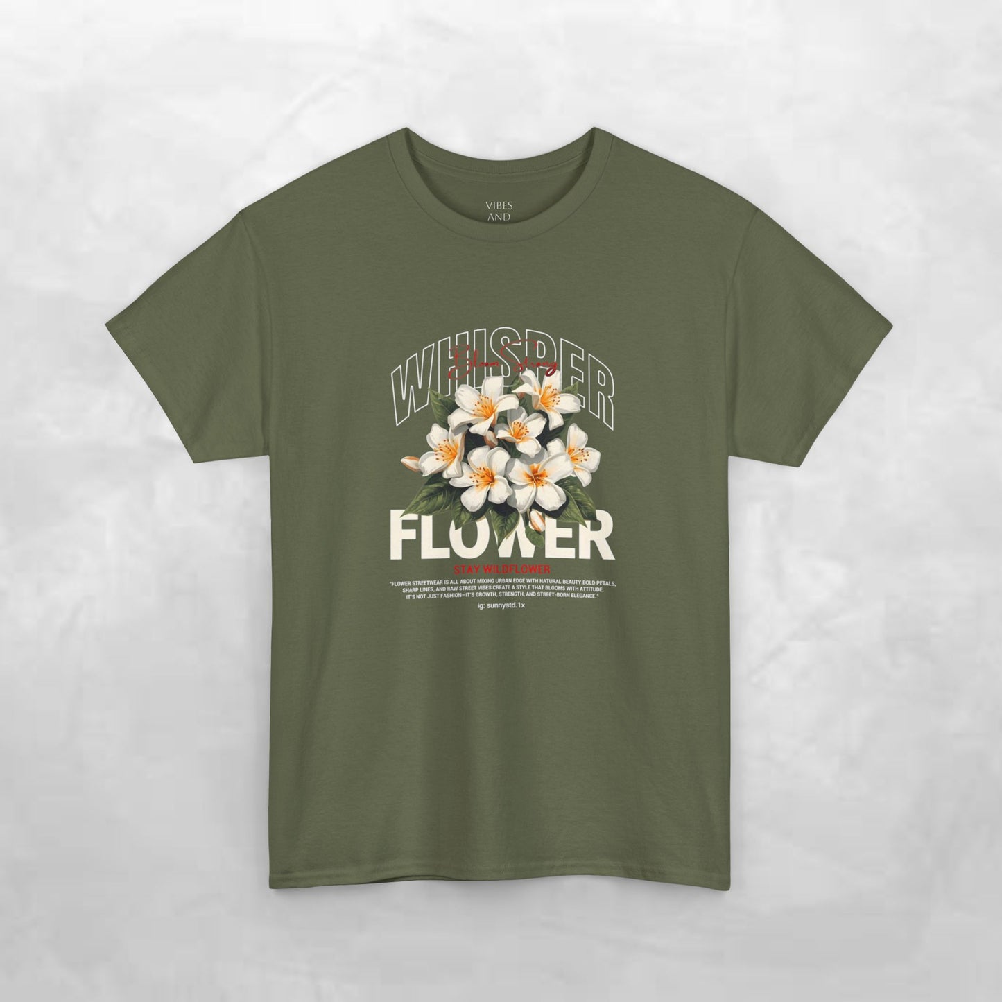 Floral "Whisper Flower" Graphic Tee — Vintage Plumeria Blossom Shirt